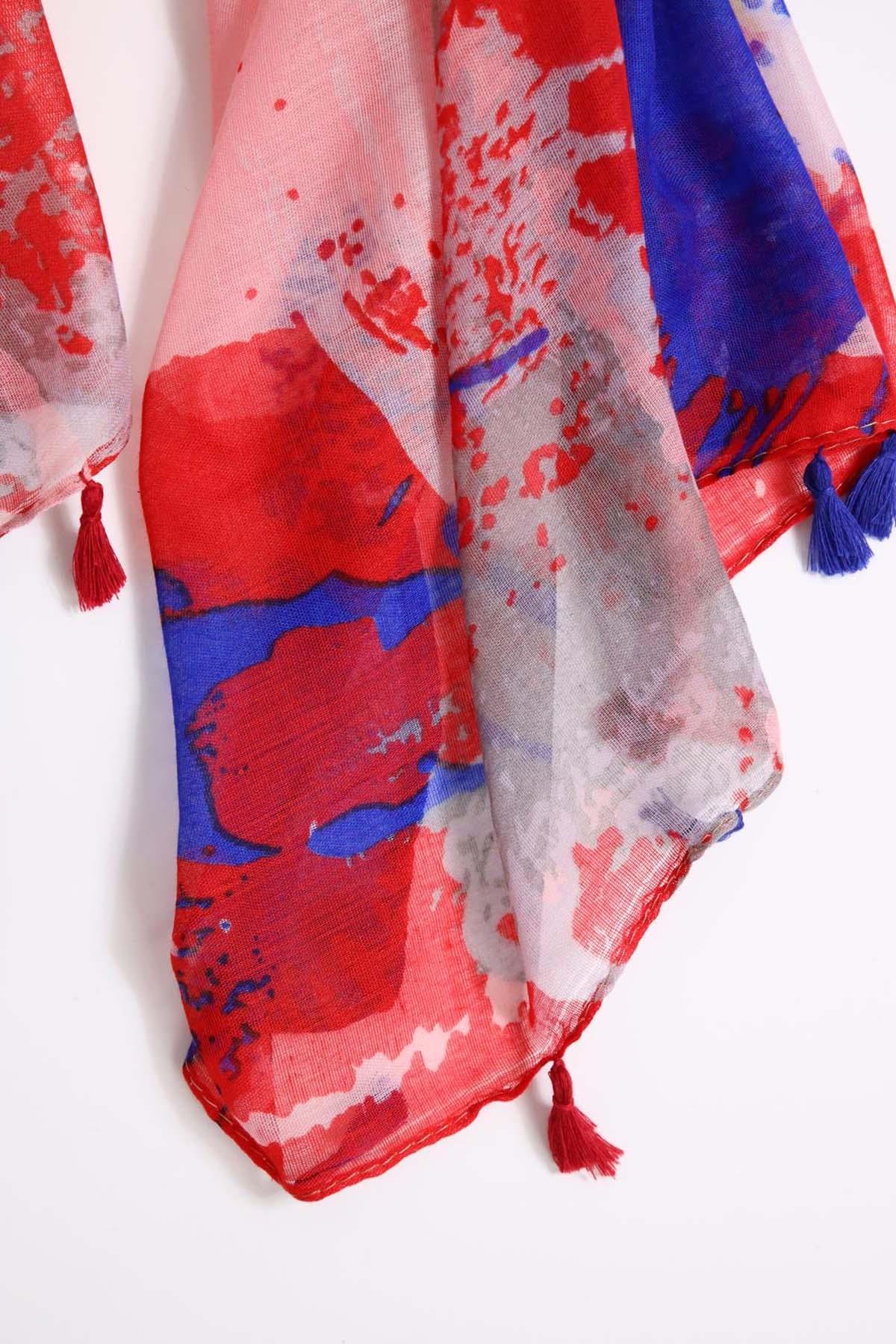 Renkli Fırça Baskı Pamuk Şal - Şaman Butik Renkli Fırça Baskı Pamuk Şal