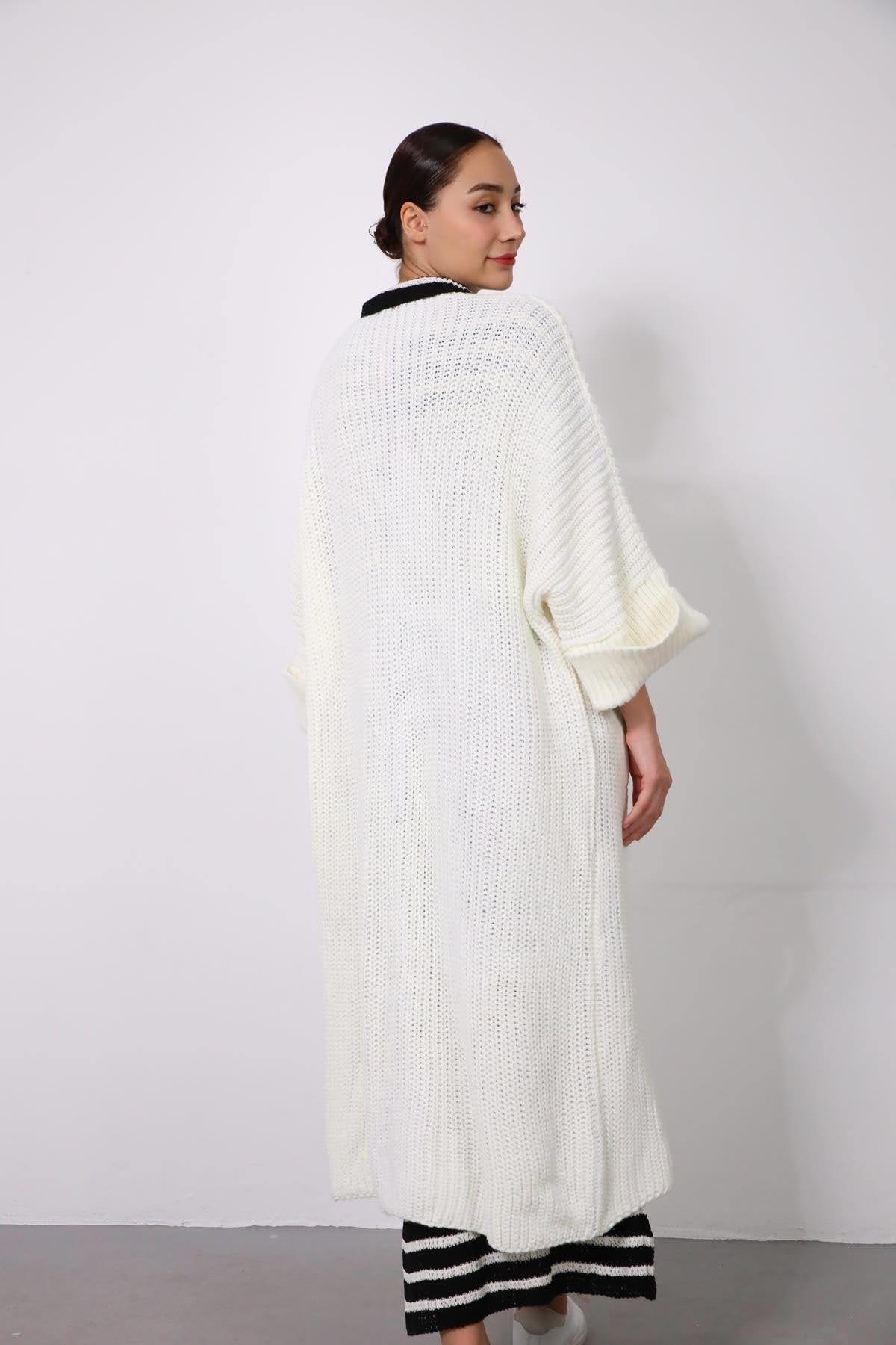 Beyaz Cepli Triko Hırka - Şaman Butik - Bohem Giyim ve Aksesuar | Kadın & Erkek Beyaz Cepli Triko Hırka