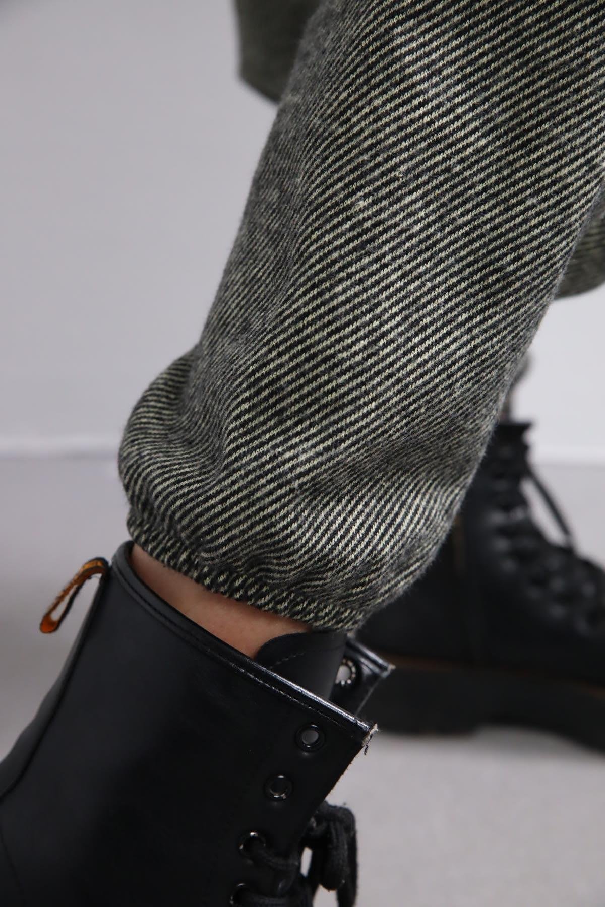  Antrasit Gipe Bel Detaylı Kışlık Şalvar Pantolon