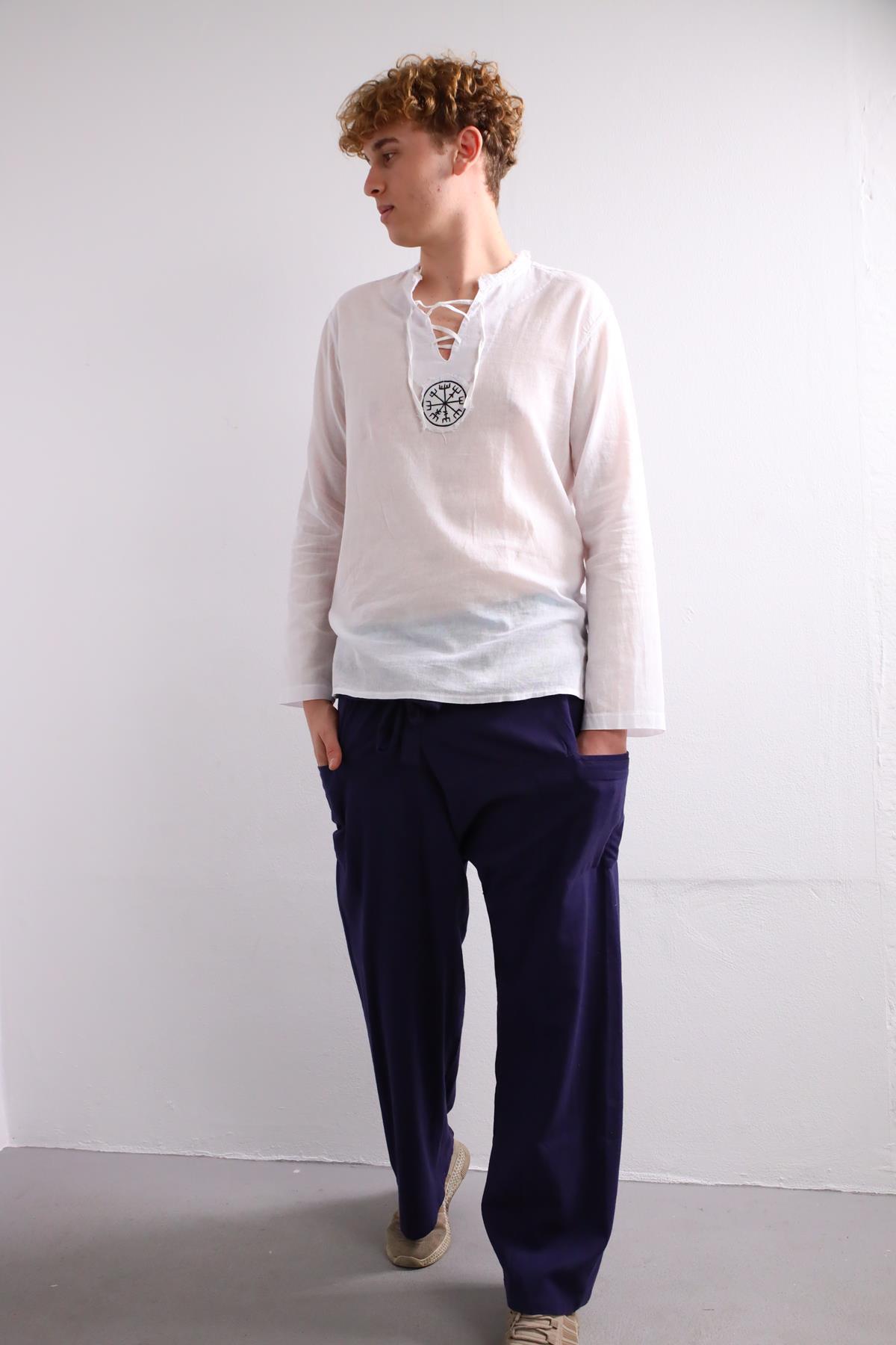  Lacivert Rahat Kesim Balıkçı Pantolon