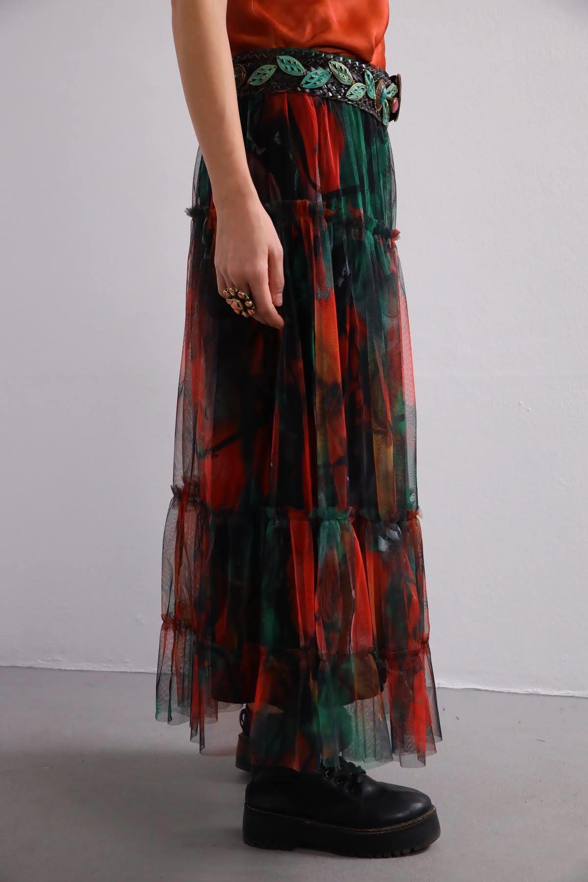 Colorful Tulle Skirt with Interlining - Saman Butik | Shop Online Colorful Tulle Skirt with Interlining