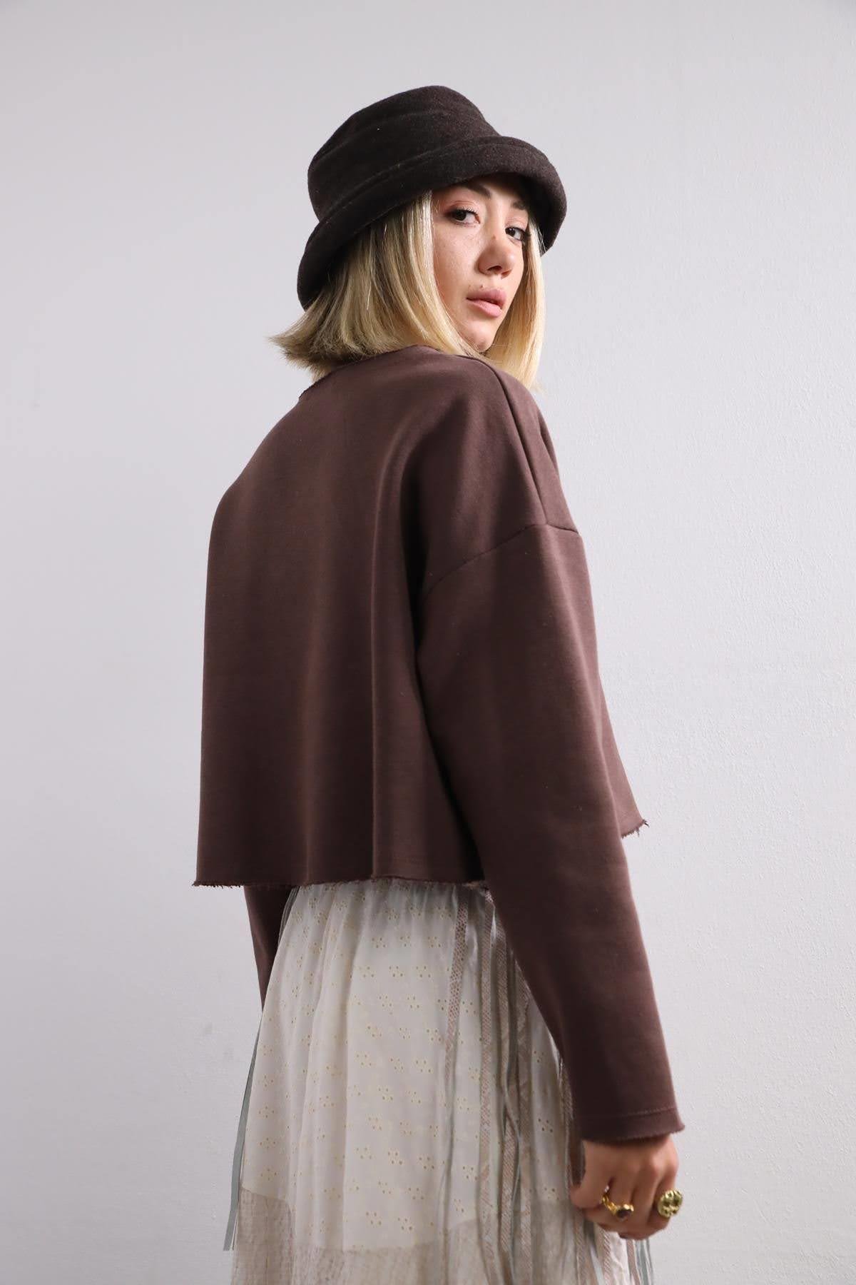  Acı Kahve Salaş Crop Sweat