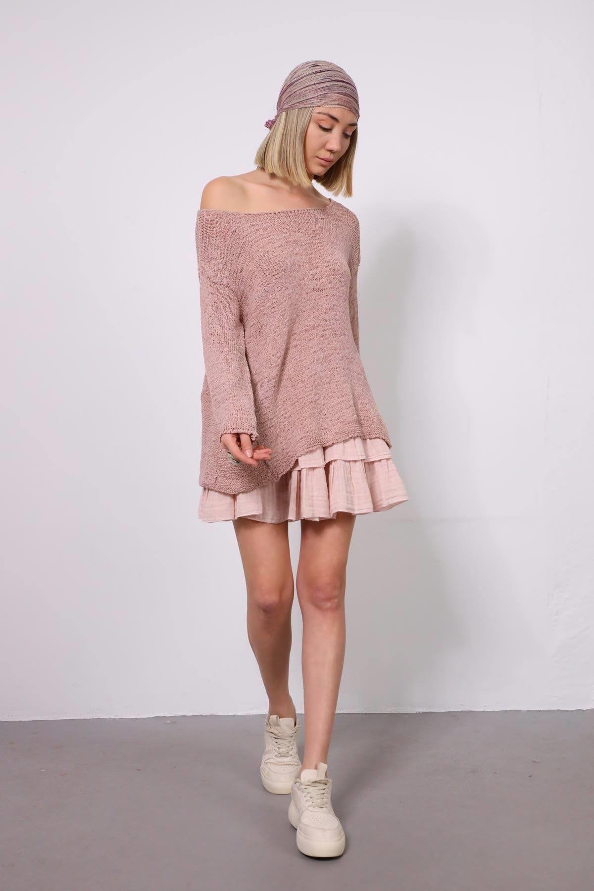 Pudra Rengi Merserize Bluz - Şaman Butik Pudra Rengi Merserize Bluz