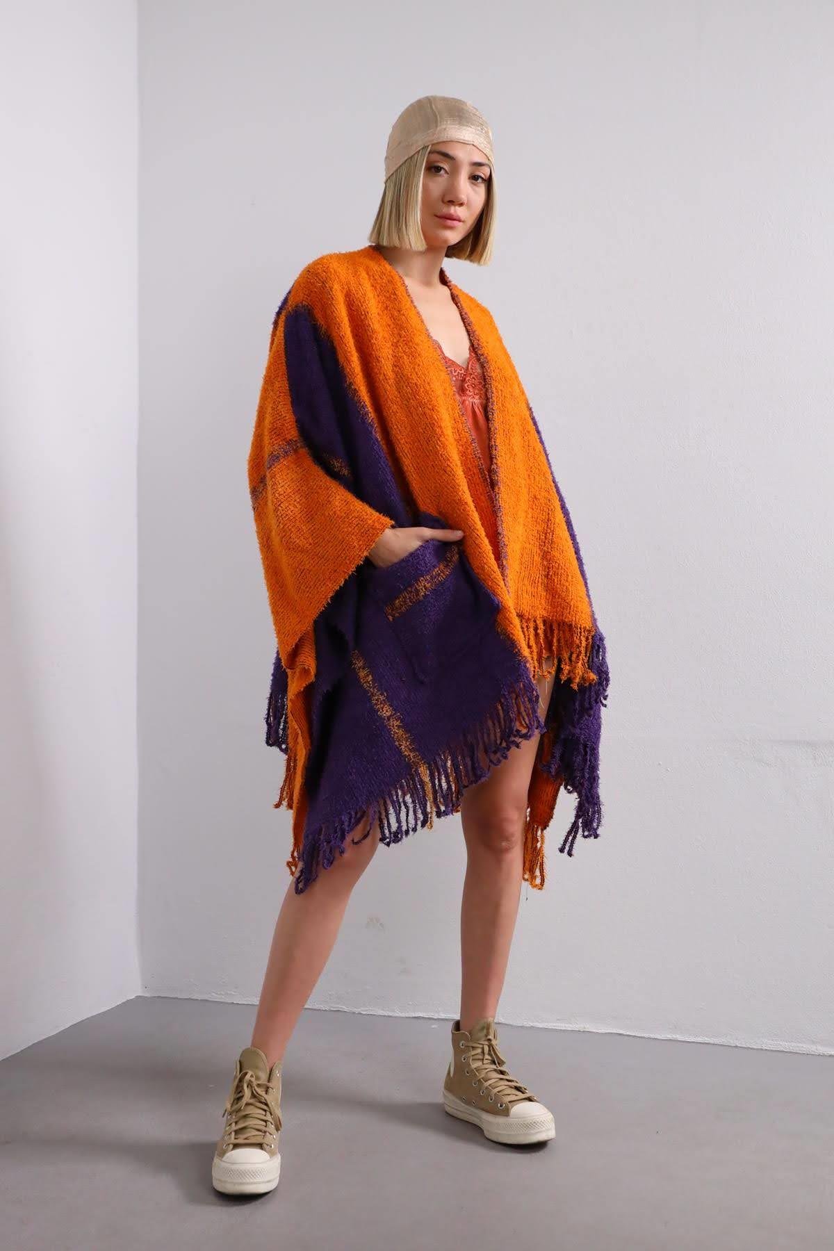 Orange Purple Pocket Pancho Orange Purple Pocket Pancho