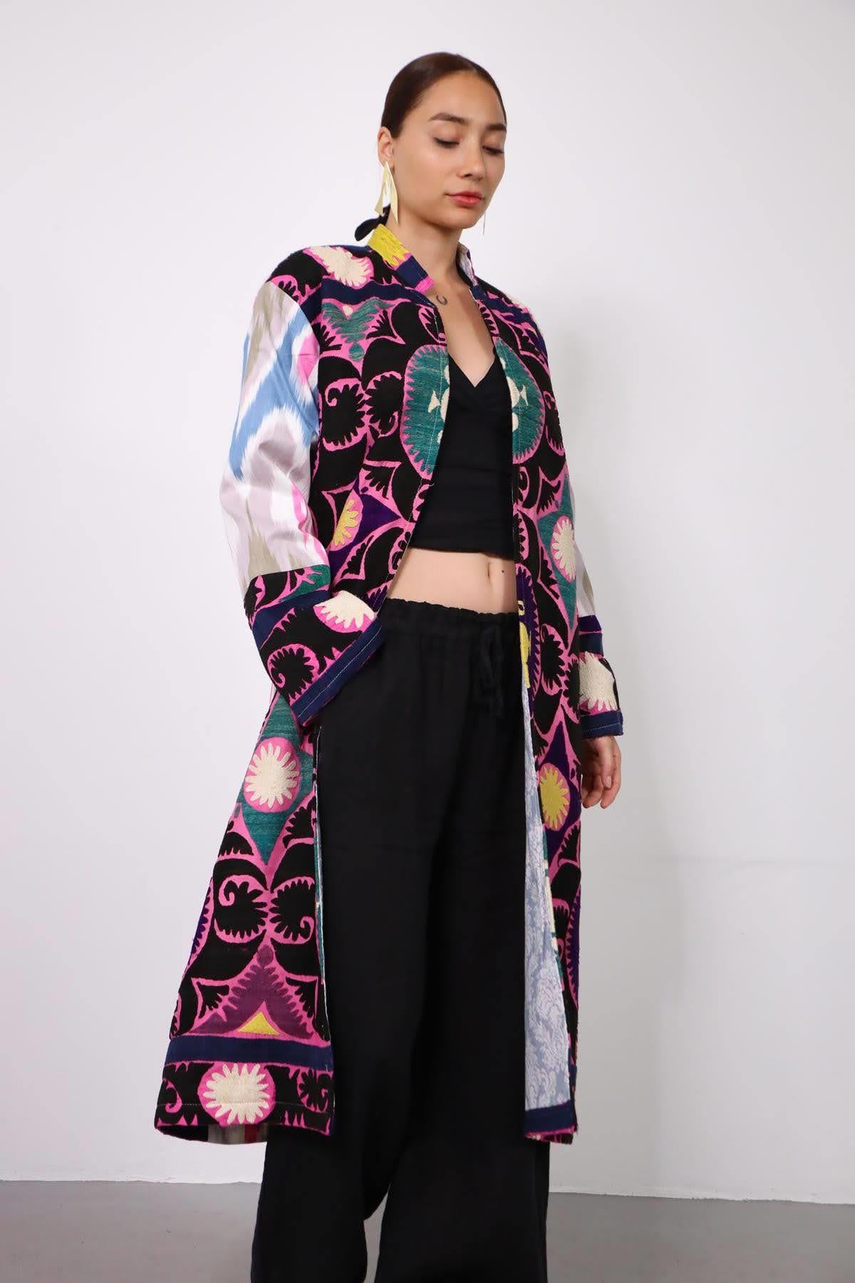 Renkli Uzun Suzani Kaftan - Şaman Butik Renkli Uzun Suzani Kaftan