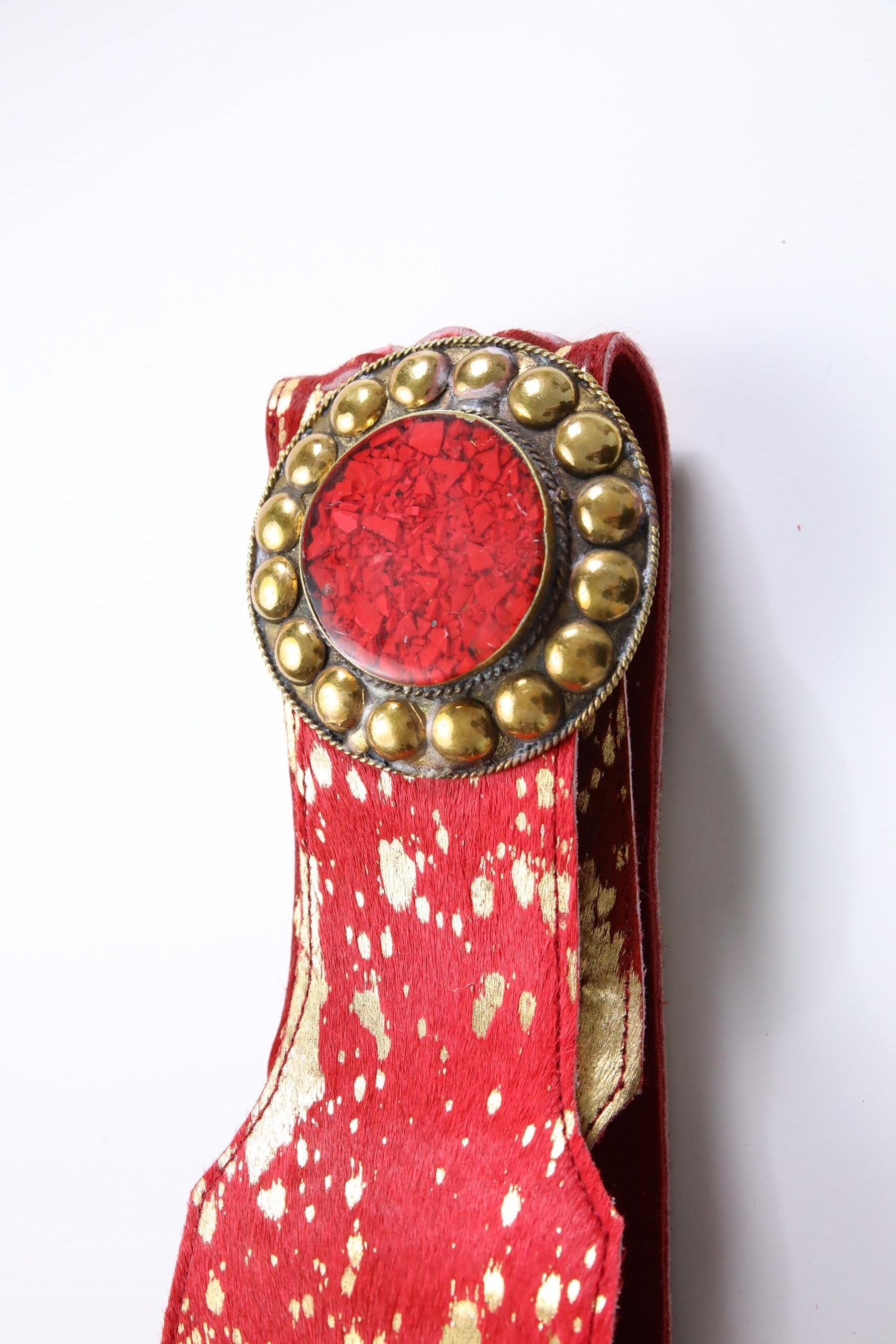  Kırmızı Tay Tüyü Büyük Tokalı Kemer