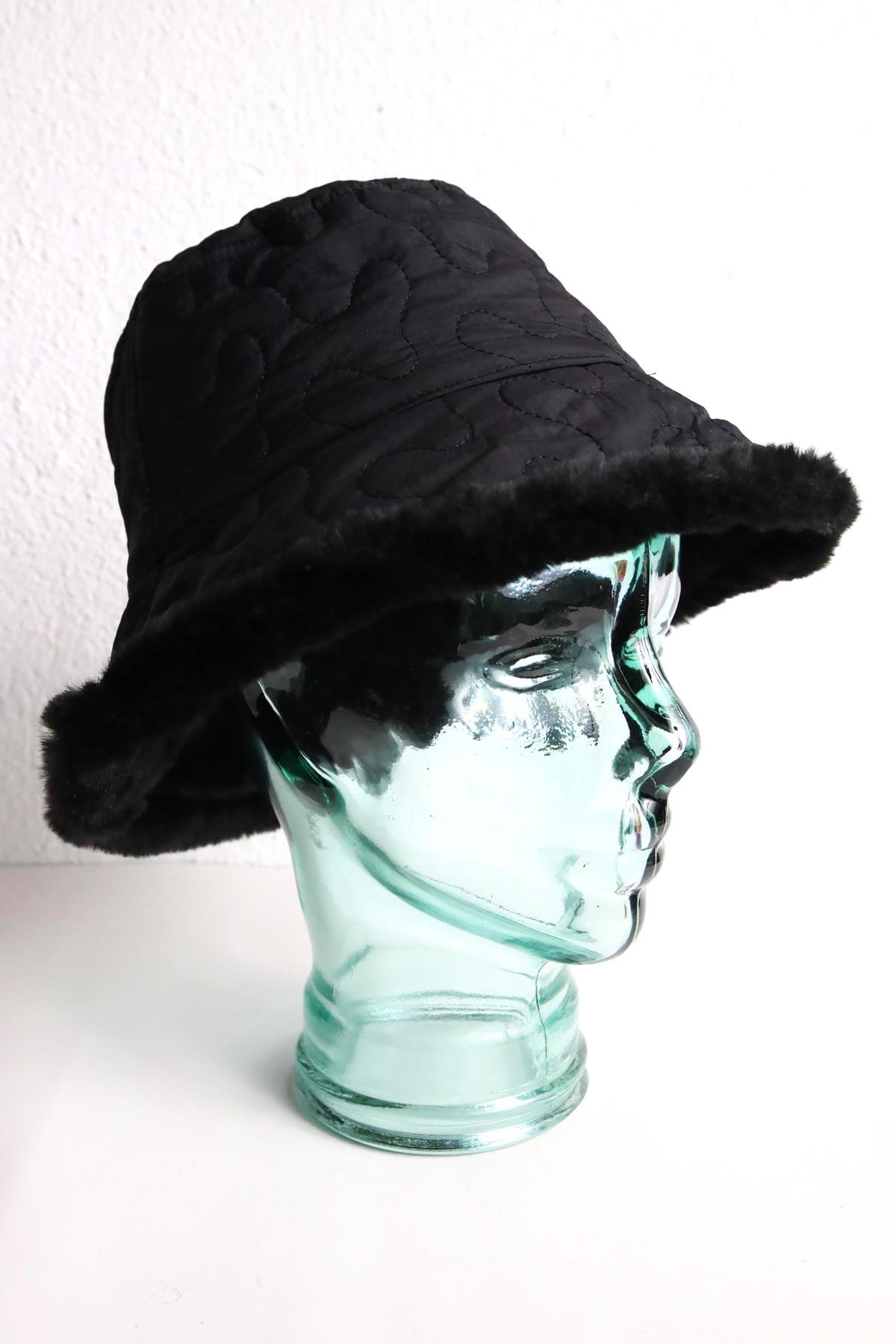  Siyah Kapitone Bucket Şapka