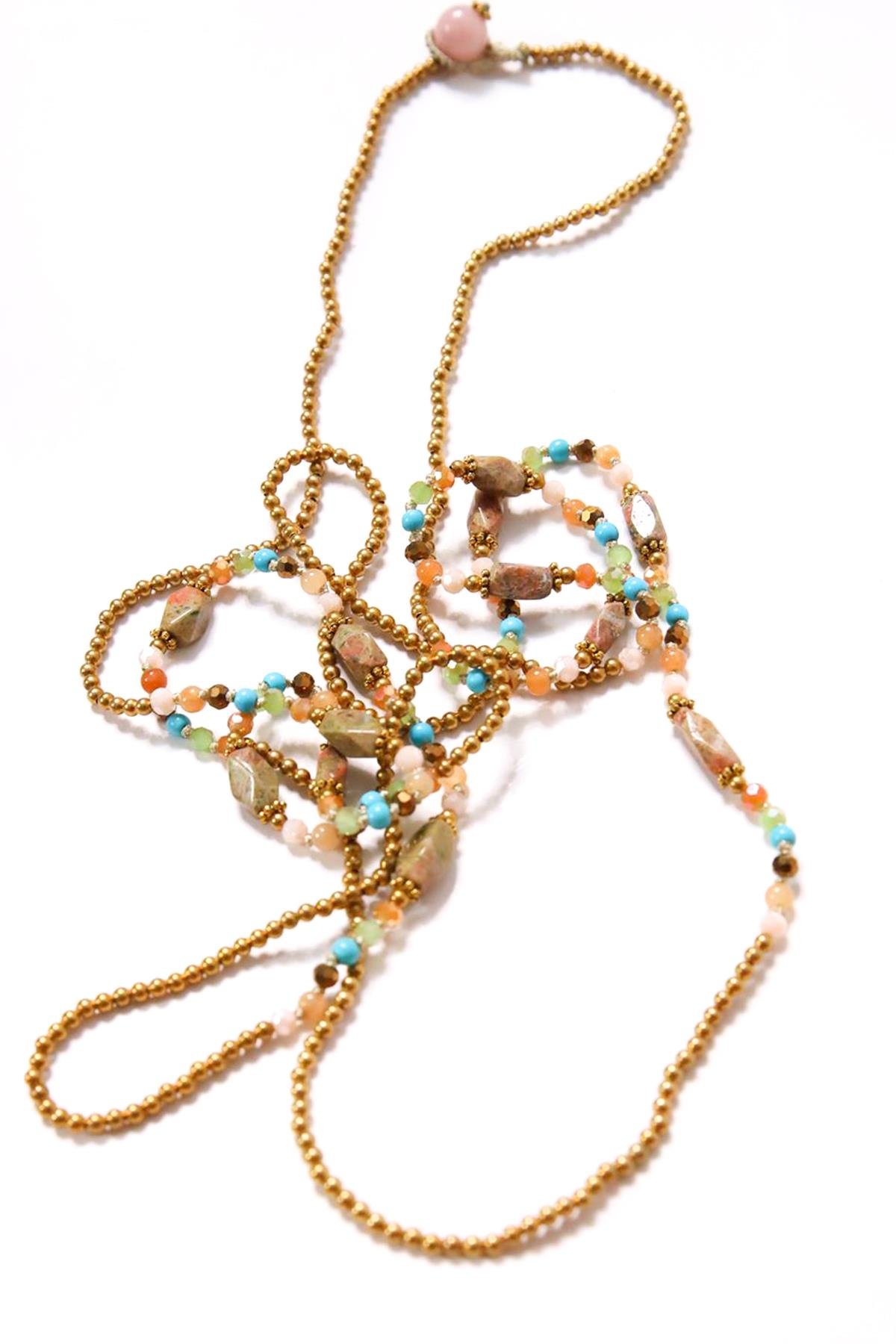  Gerçek Turkuaz İnci Bronz Kolye