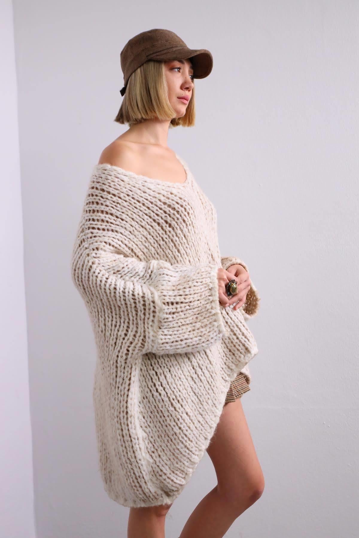  Sütlü Kahverengi Ajurlu Salaş Kazak