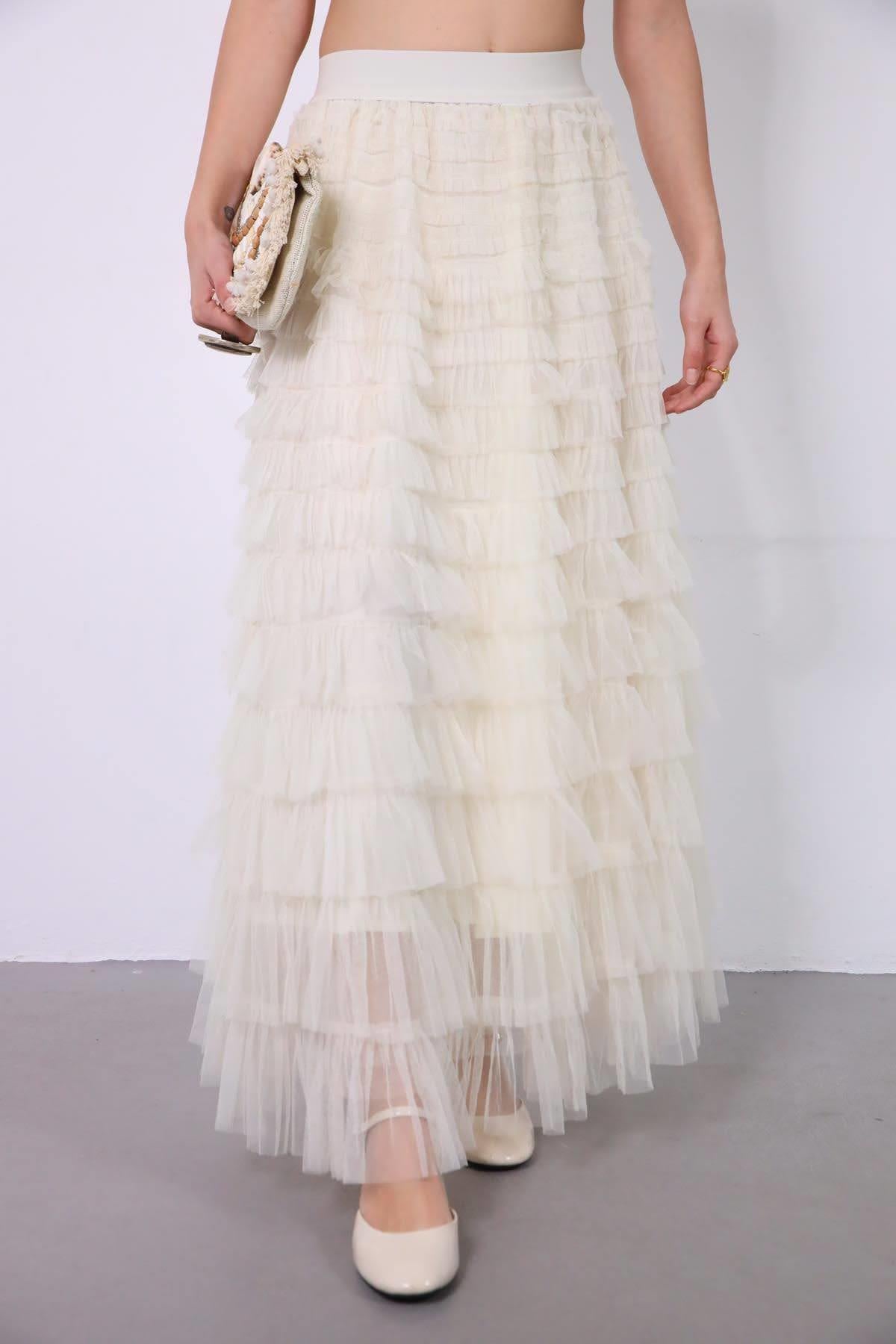Ecru Layered Tulle Skirt Ecru Layered Tulle Skirt