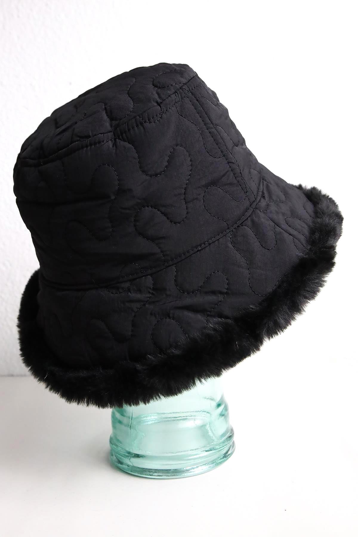  Siyah Kapitone Bucket Şapka