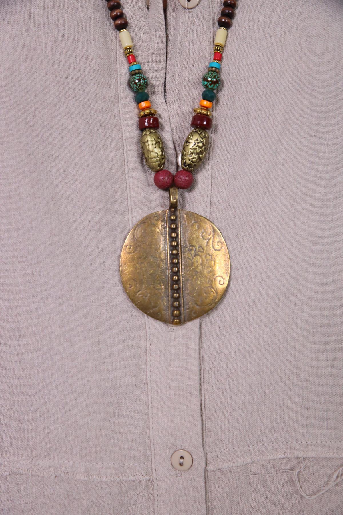 Bronz Detaylı Uzun Kolye Bronz Detaylı Uzun Kolye