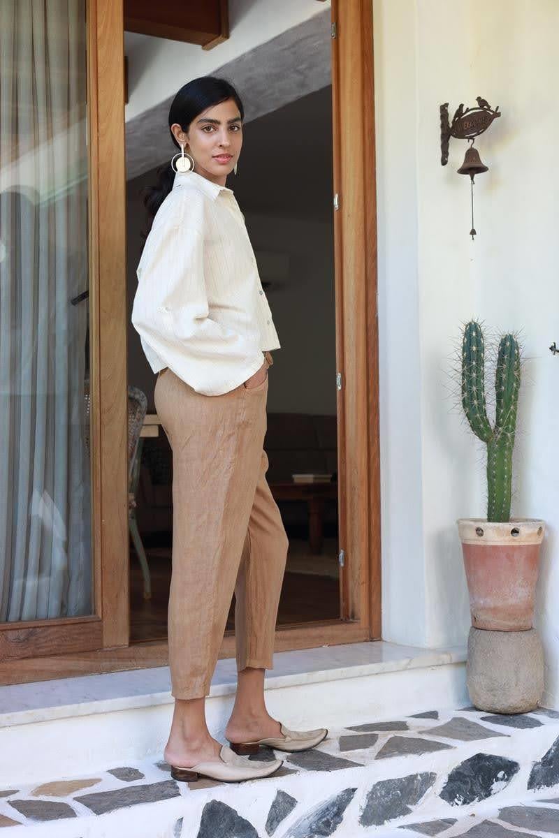 Camel Rengi Beli İpli Judith Pantolon - Şaman Butik Camel Rengi Beli İpli Judith Pantolon