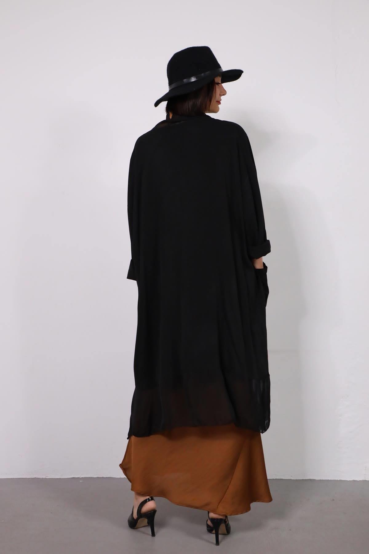 Black Silk Collar Judith Tunic - Şaman Butik | Boho Fashion Black Silk Collar Judith Tunic