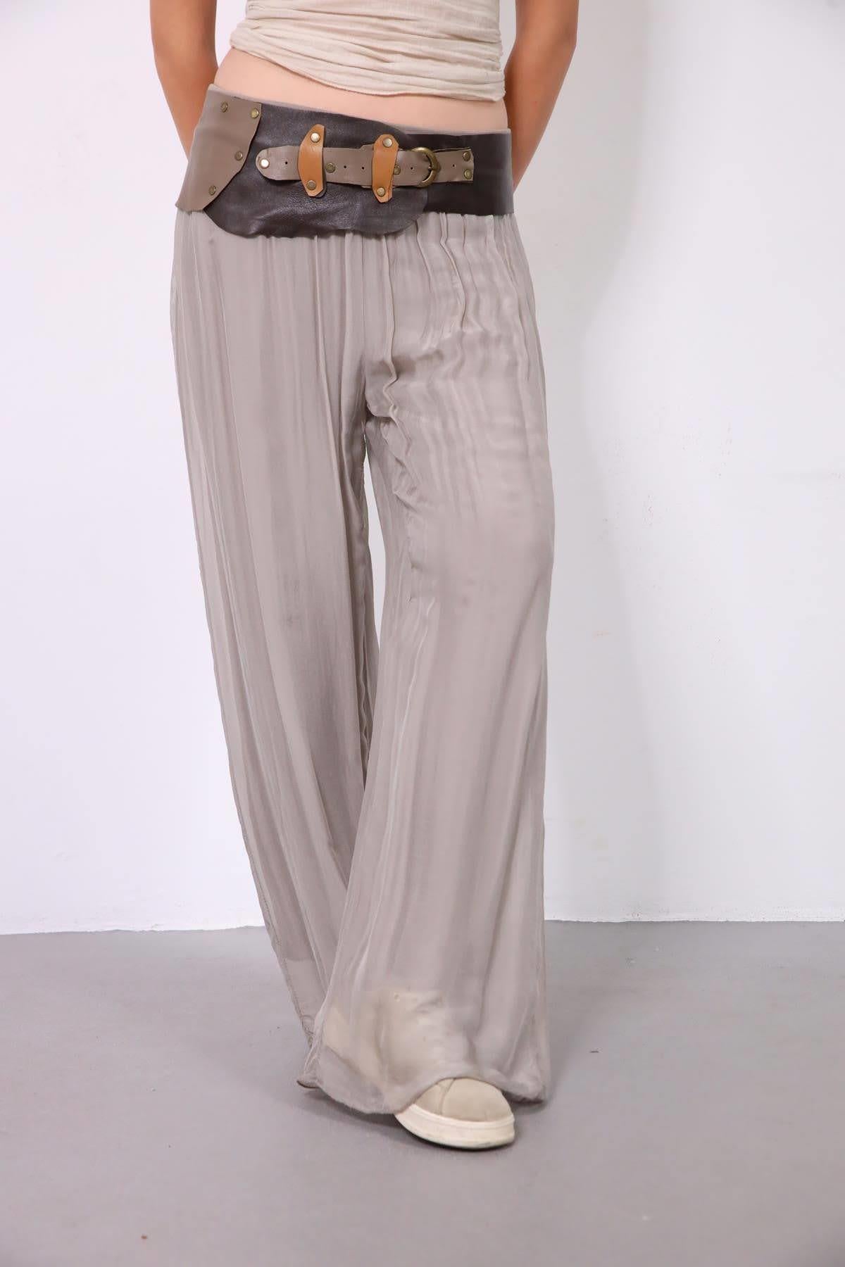 Vizon Rengi İpek Pantolon - Şaman Butik Vizon Rengi İpek Pantolon