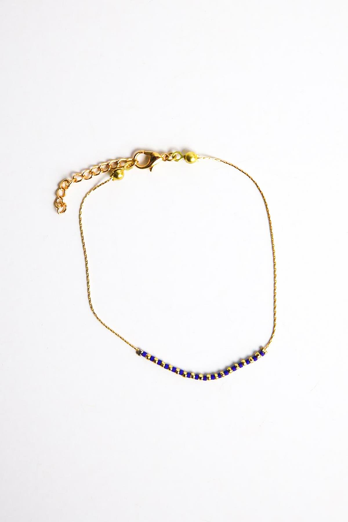  Lacivert Taş Detaylı Halhal