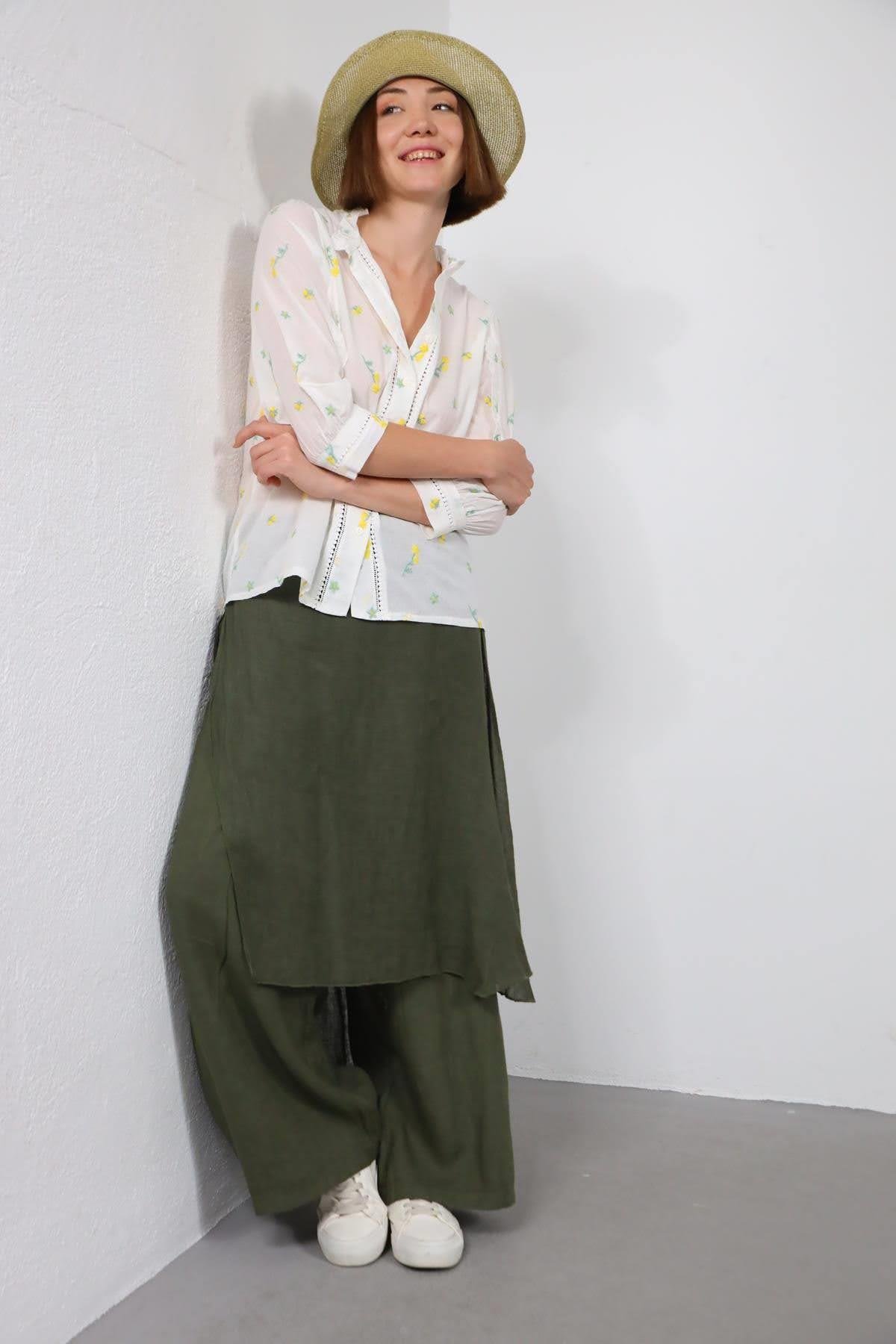 White Flower Embroidered Skirt White Flower Embroidered Skirt