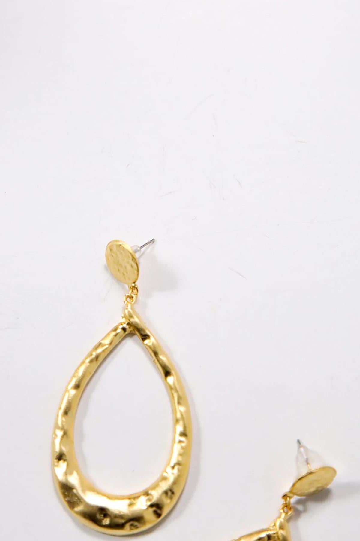 Dokulu Halka Tasarım Altın Kaplama Küpe - Şaman Butik Dokulu Halka Tasarım Altın Kaplama Küpe