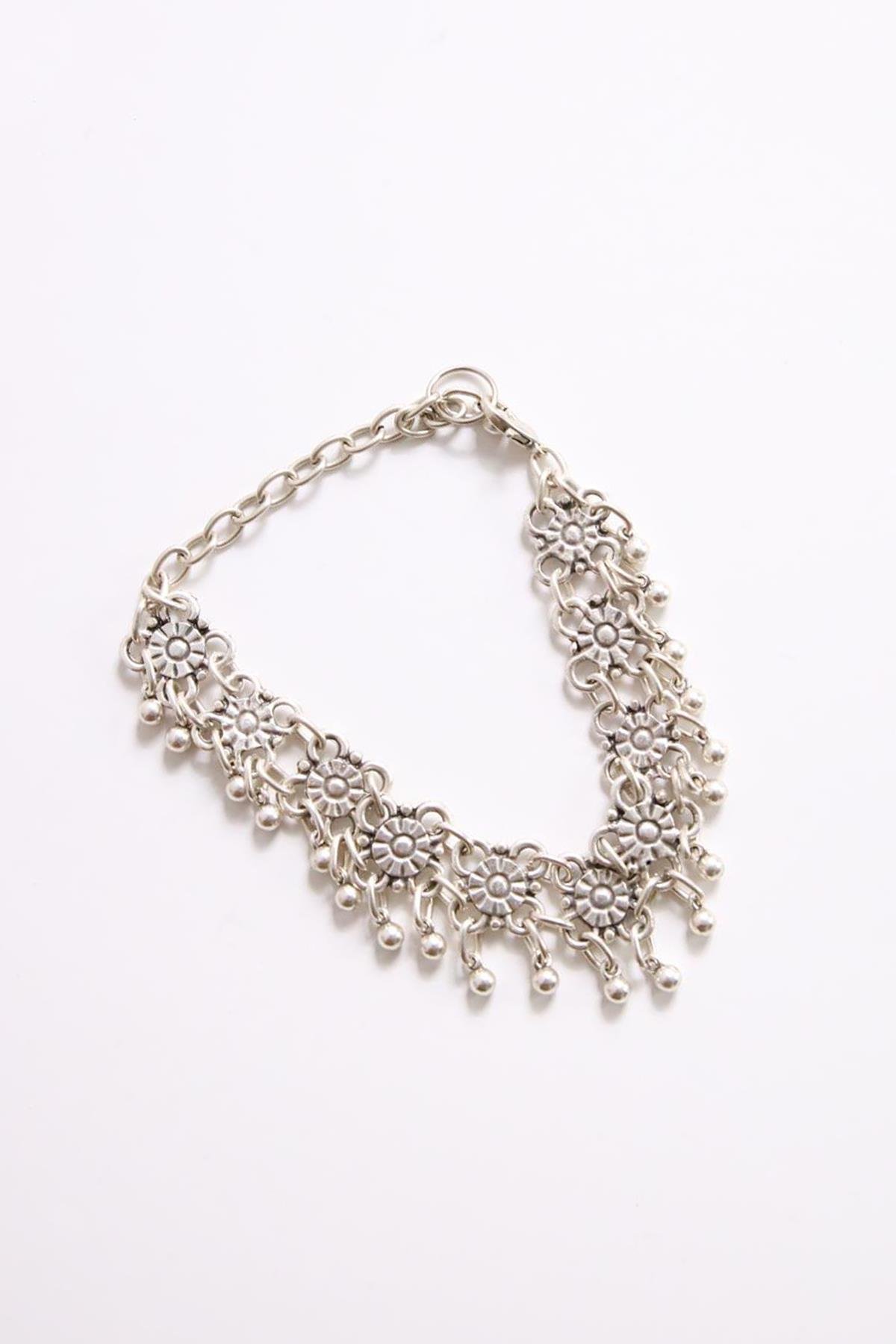 Gümüş Kaplama Güneş Motifli Halhal - Şaman Butik Gümüş Kaplama Güneş Motifli Halhal