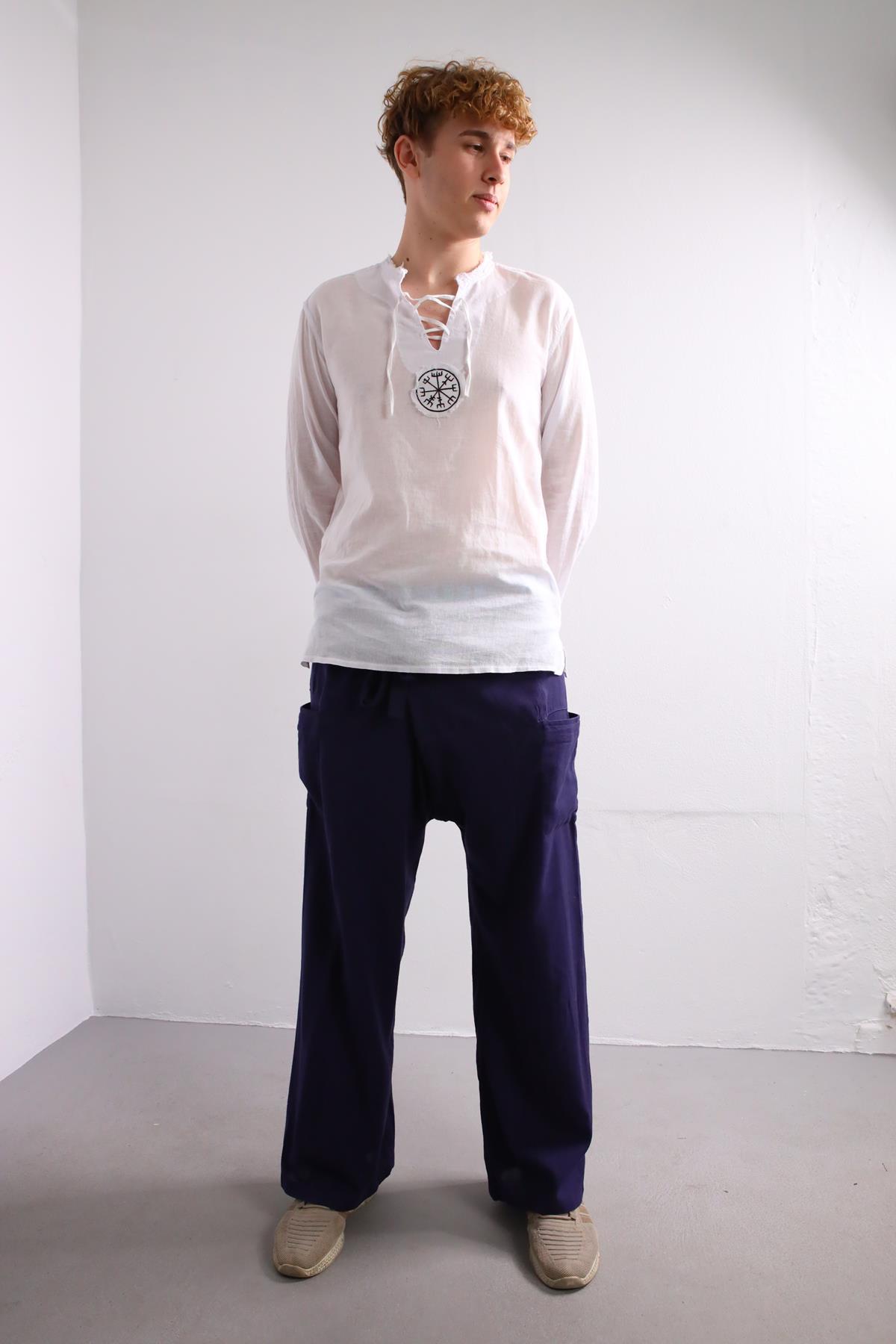  Lacivert Rahat Kesim Balıkçı Pantolon