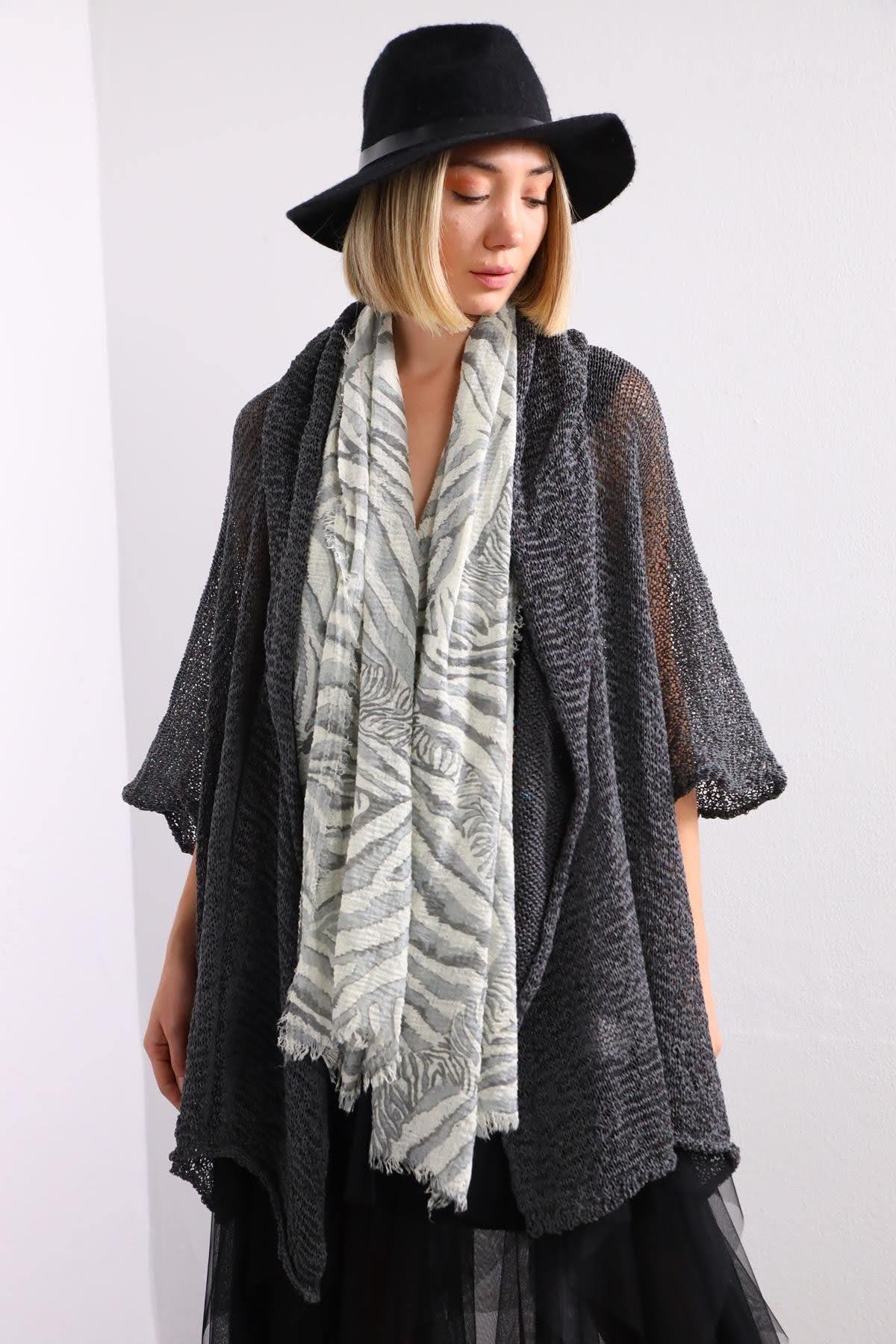  Antrasit Kapüşonlu Merserize Hırka