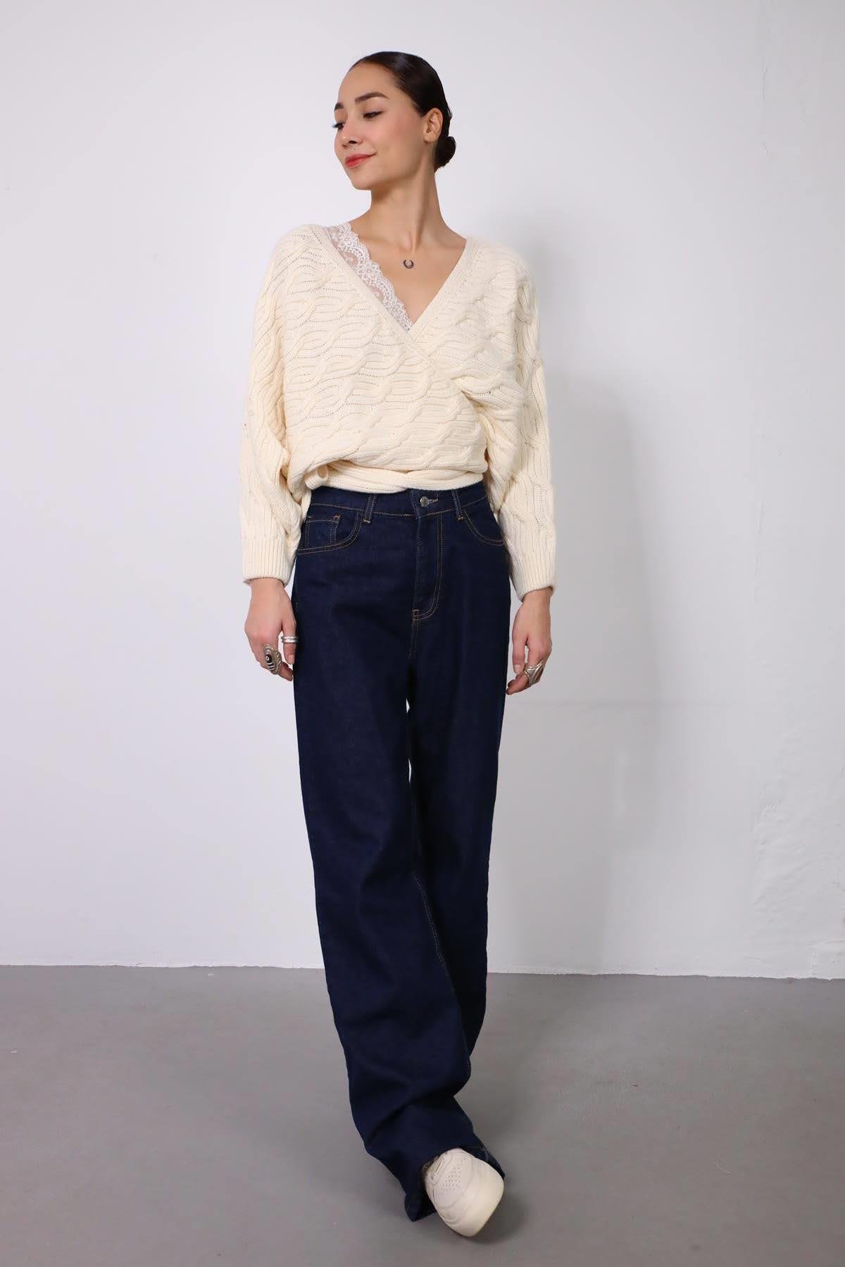 Cream Tie Side Knitwear Cardigan - Saman Butik | Shop Online Cream Tie Side Knitwear Cardigan