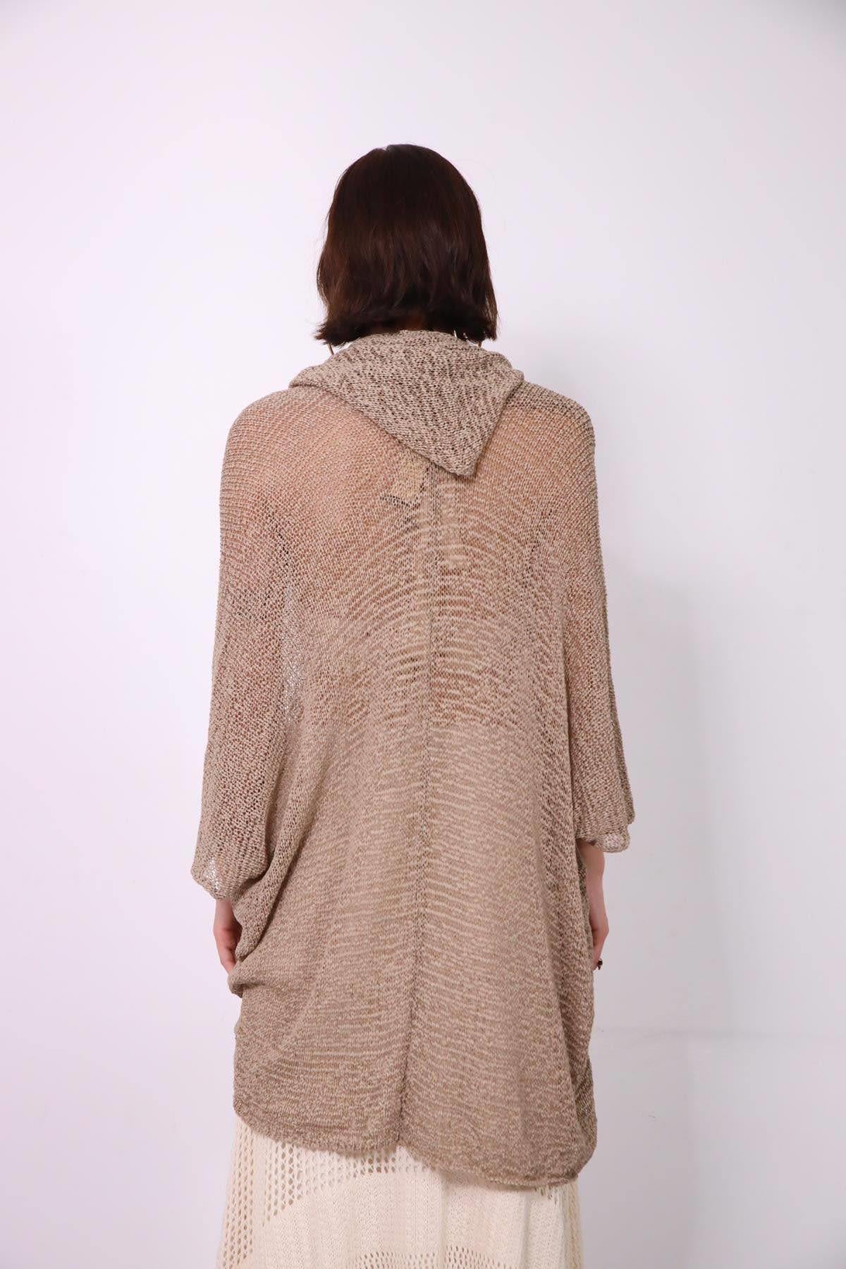 Mink Mercerized Hoodie Cardigan - Saman Butik | Shop Online Mink Mercerized Hoodie Cardigan