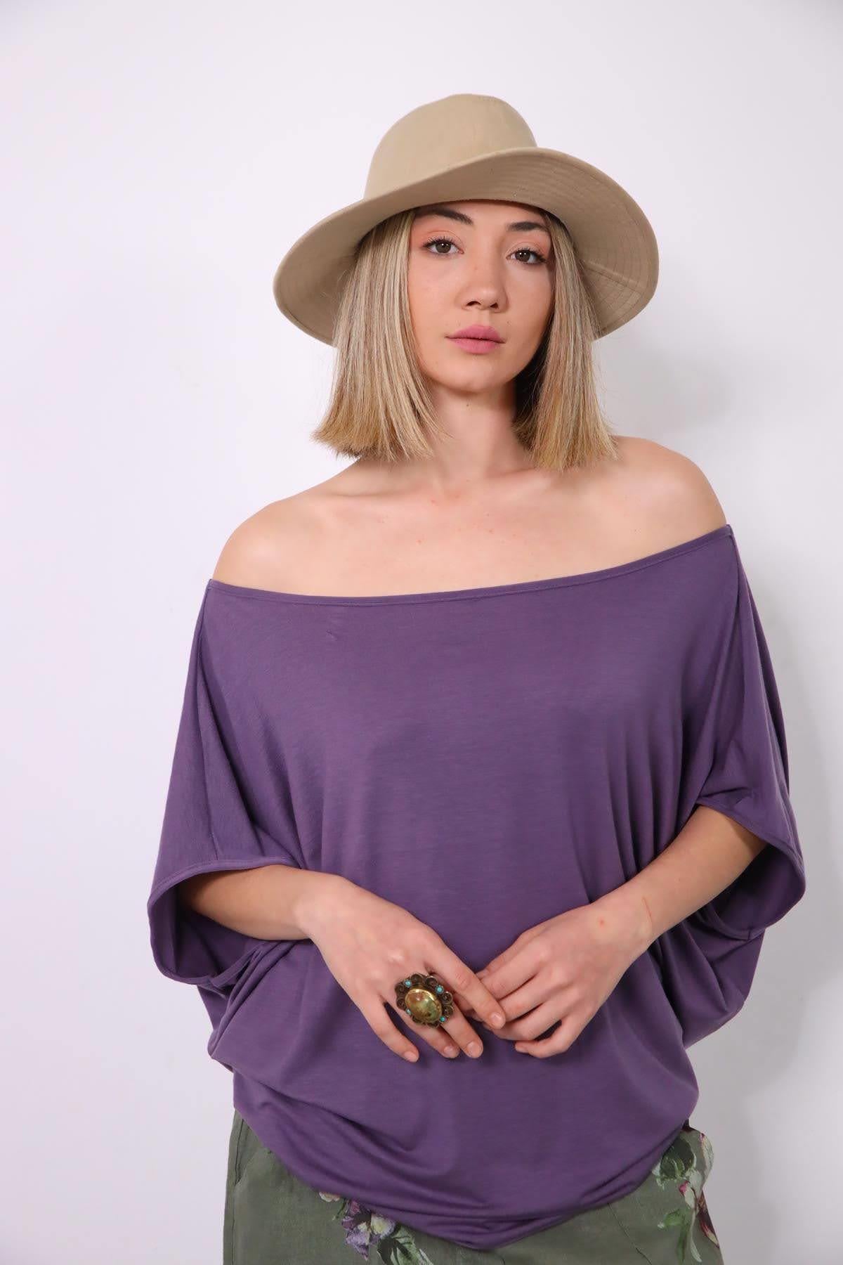 Mor Yarasa Kol Önü Çapraz Bluz - Şaman Butik Mor Yarasa Kol Önü Çapraz Bluz