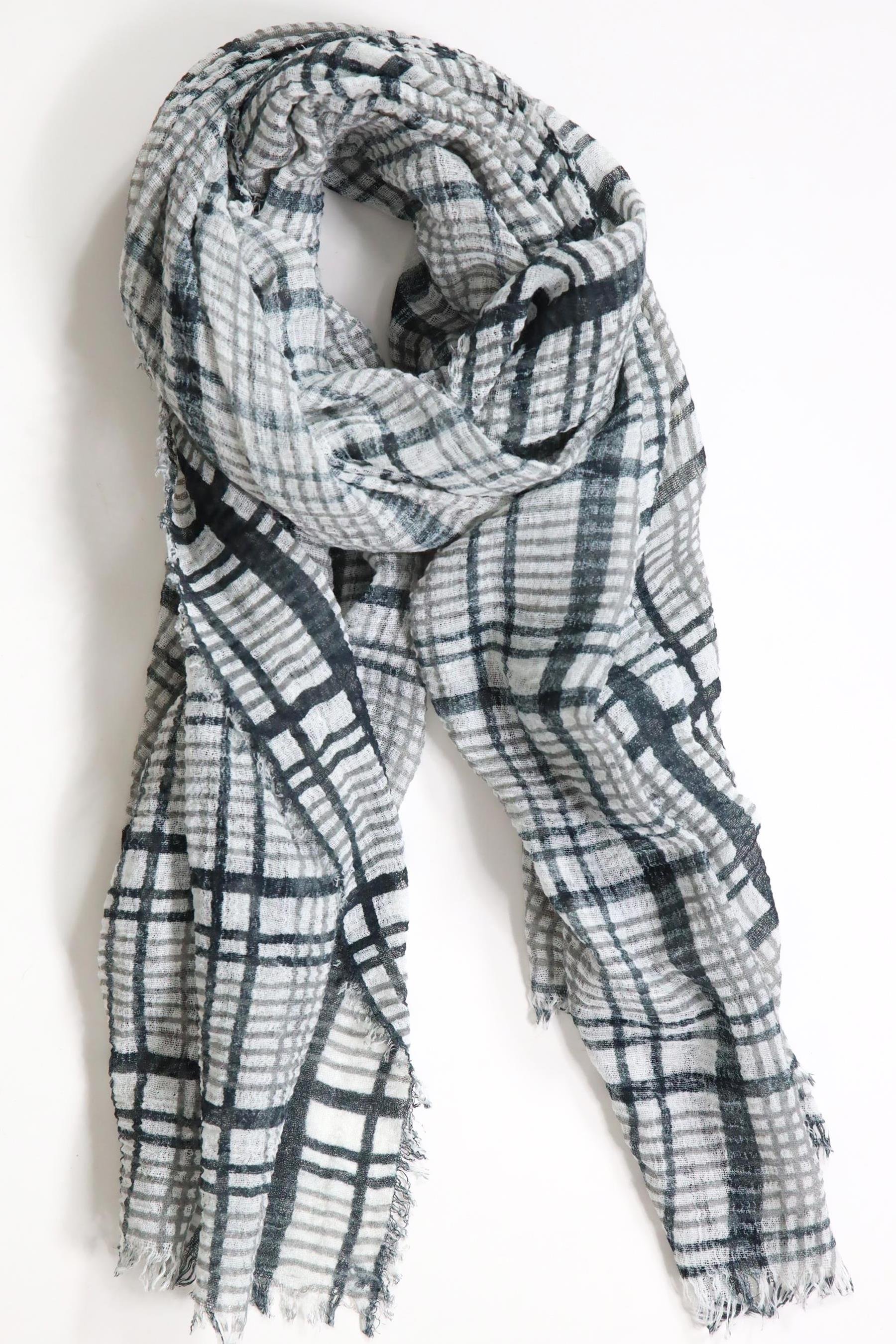 Antrasit Vizon Ekose Desenli Pamuk Şal - Şaman Butik Antrasit Vizon Ekose Desenli Pamuk Şal