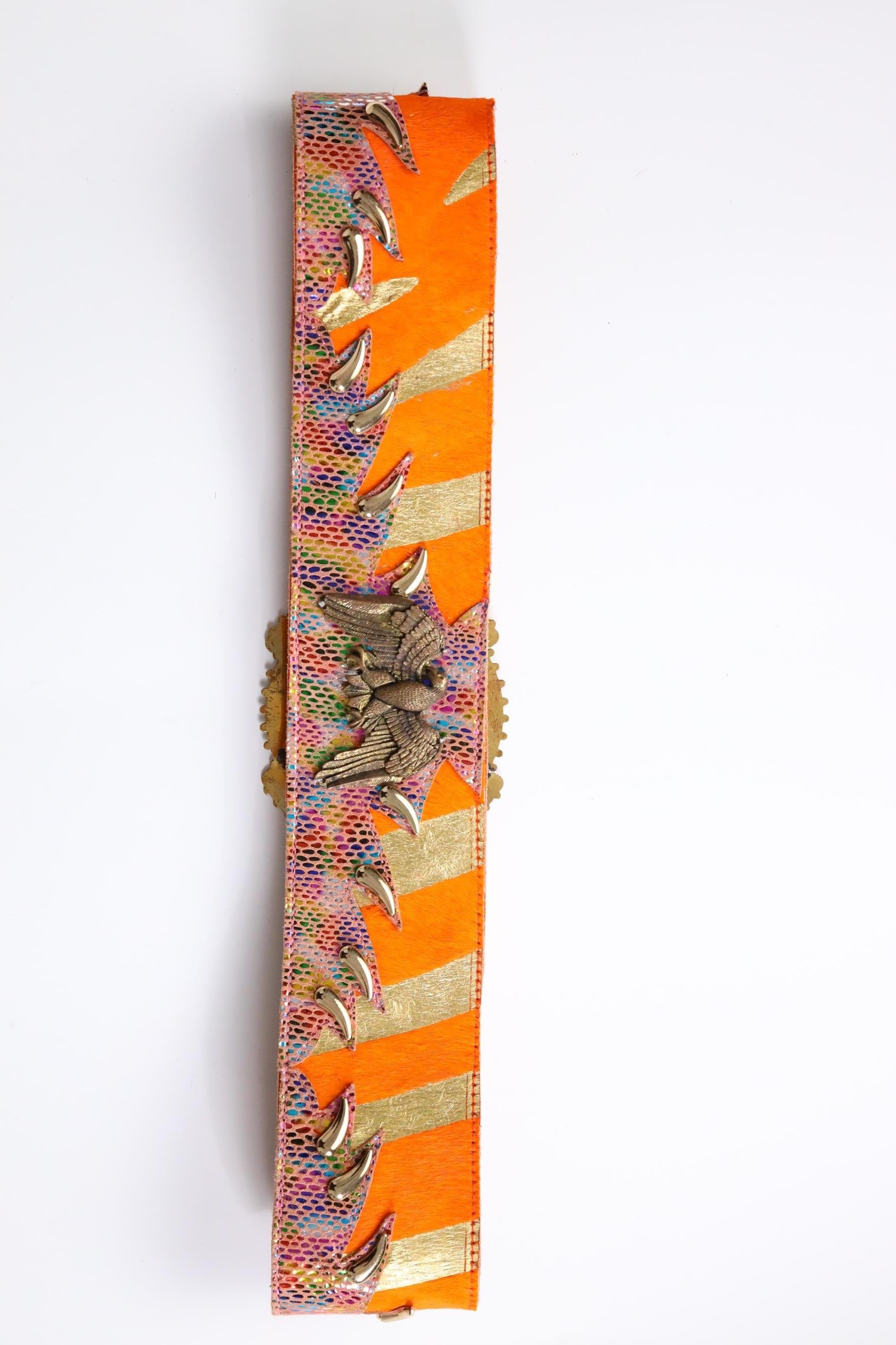  Turuncu Tay Tüyü Büyük Tokalı Kemer