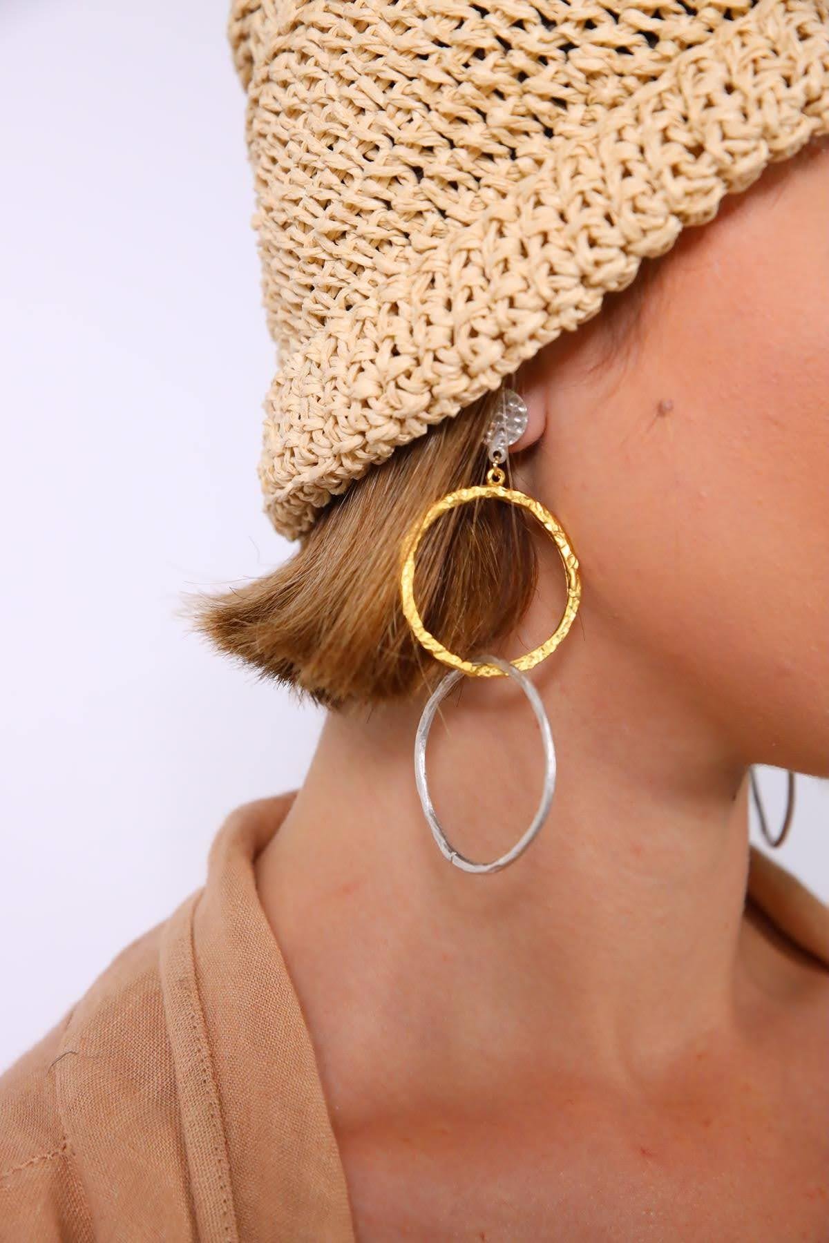  Altın Ve Gümüş Kaplama Halkalı Küpe