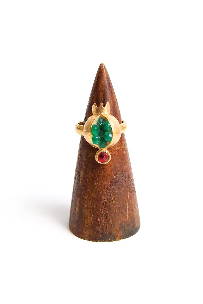  Altın Kaplama Doğal Taşlı Nar Tasarım Yüzük