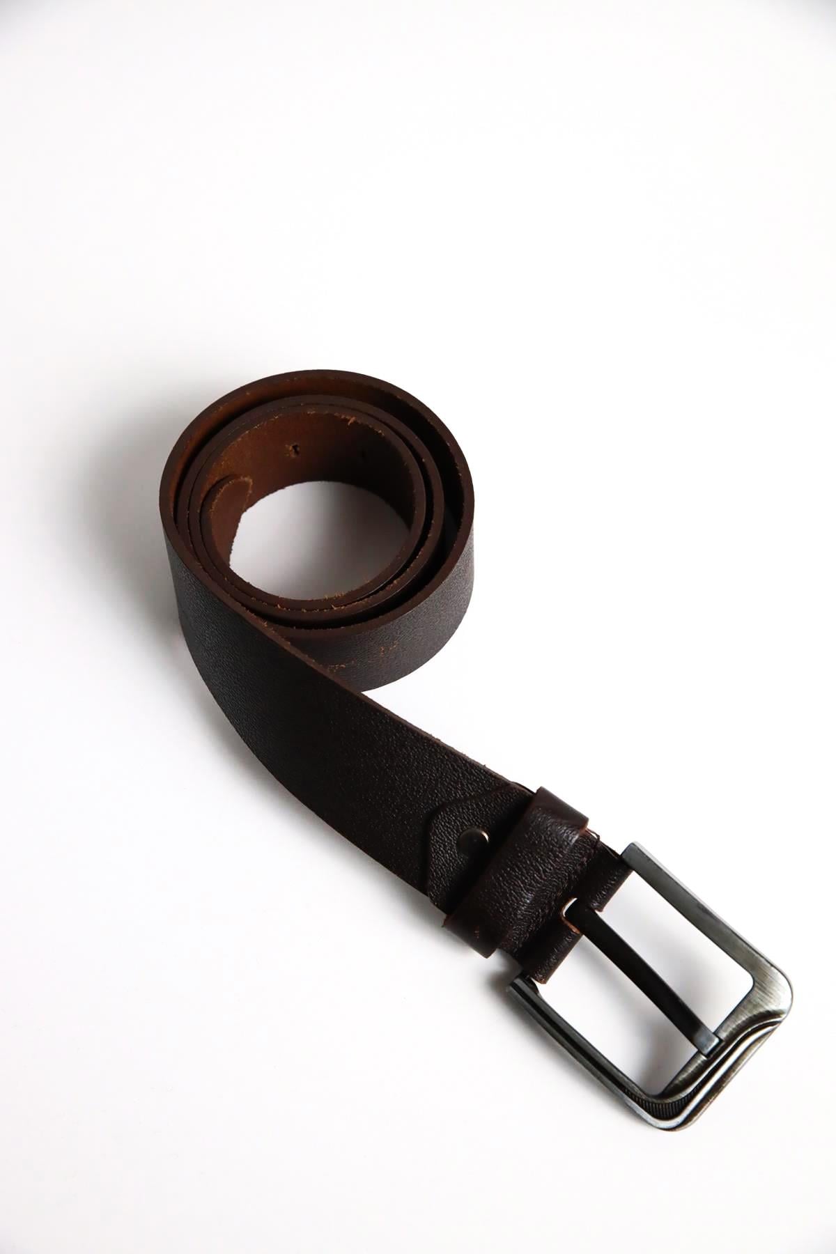 Kahverengi Büyük Tokalı Deri Kemer - Şaman Butik Kahverengi Büyük Tokalı Deri Kemer