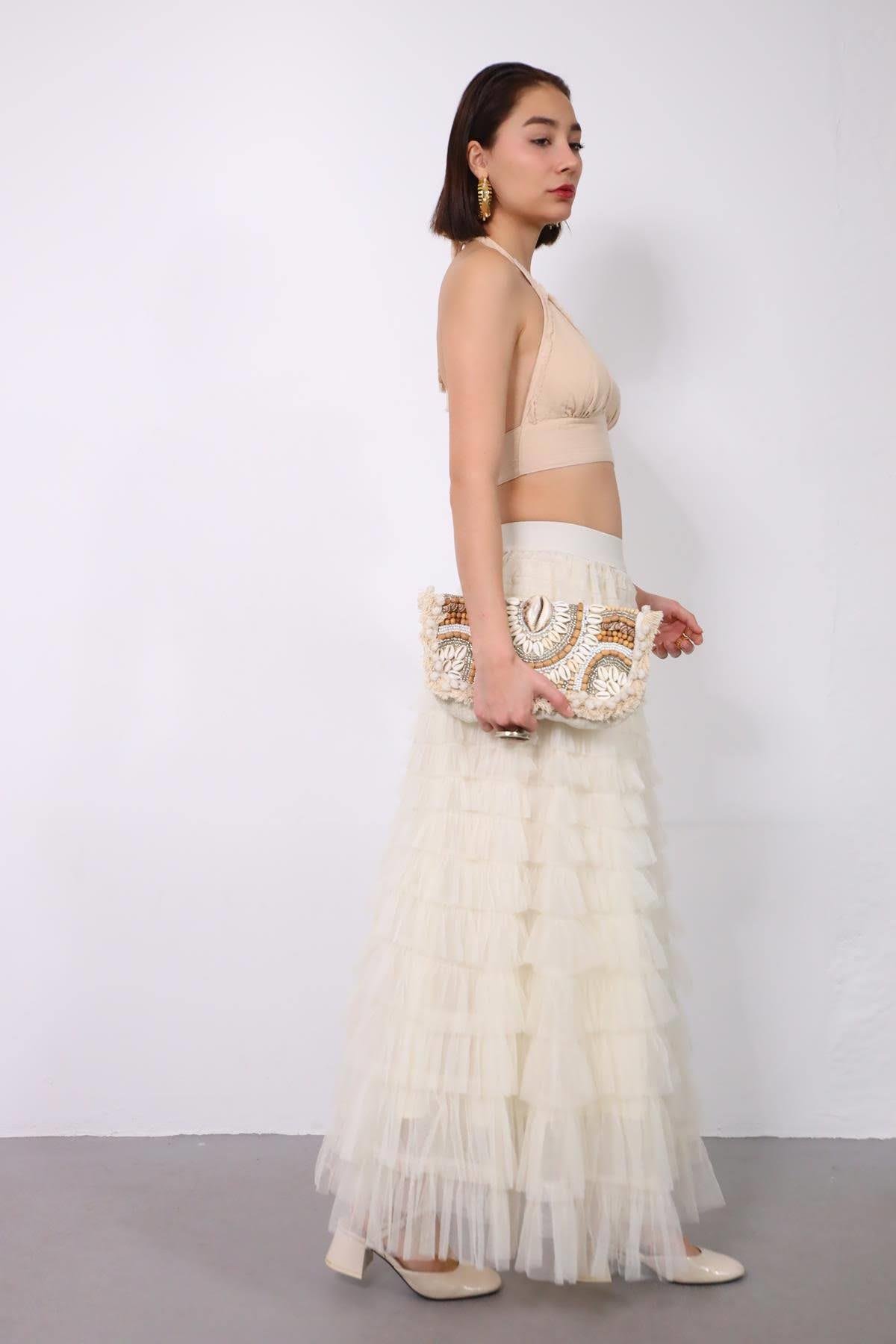 Ecru Layered Tulle Skirt Ecru Layered Tulle Skirt