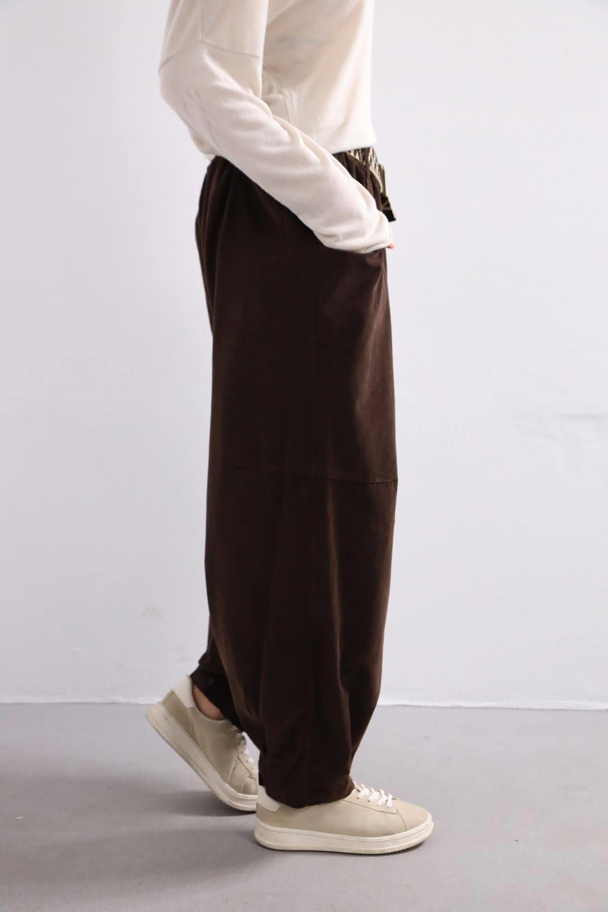 Kahverengi Kemerli Kadife Pantolon - Şaman Butik Kahverengi Kemerli Kadife Pantolon