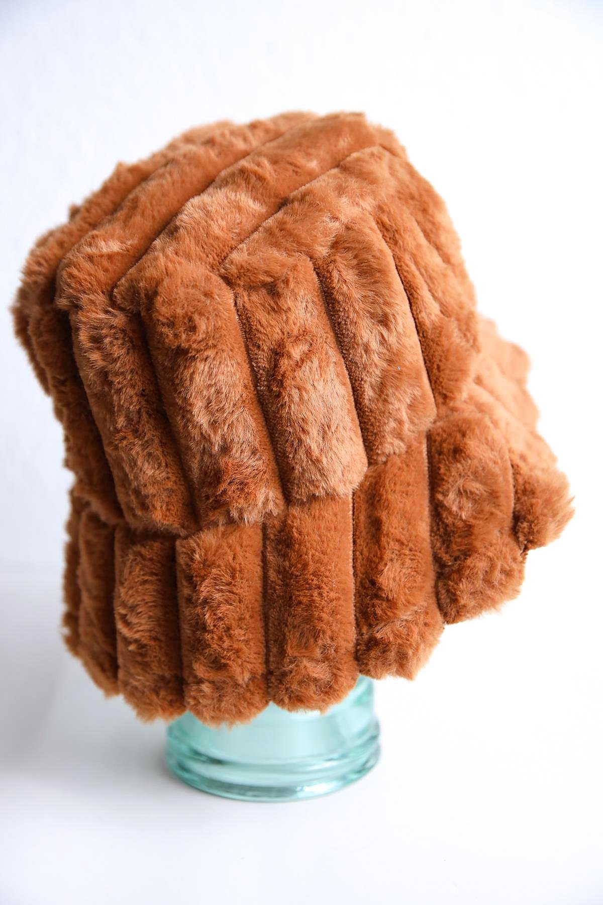  Kahverengi Peluş Bucket Şapka