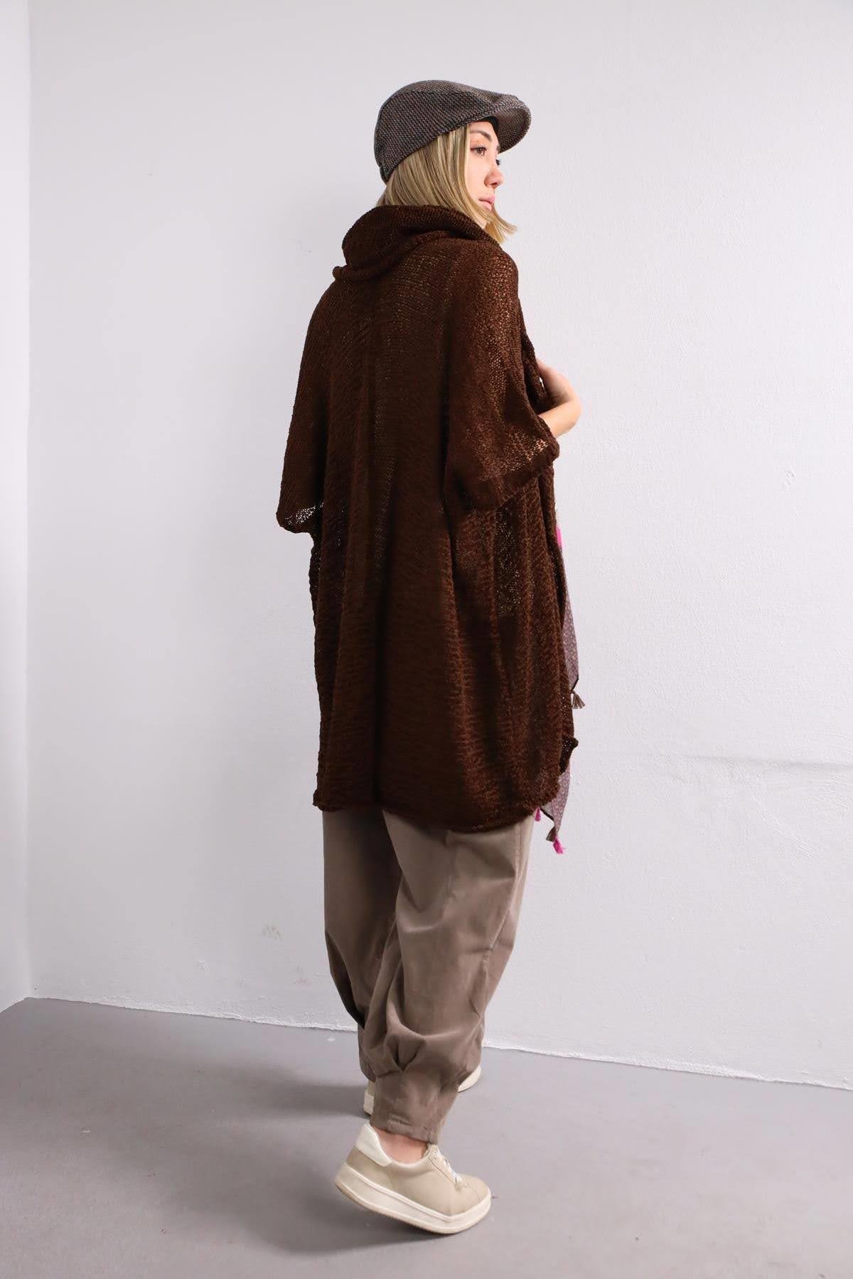 Dark Brown Mercerized Hoodie Cardigan Dark Brown Mercerized Hoodie Cardigan