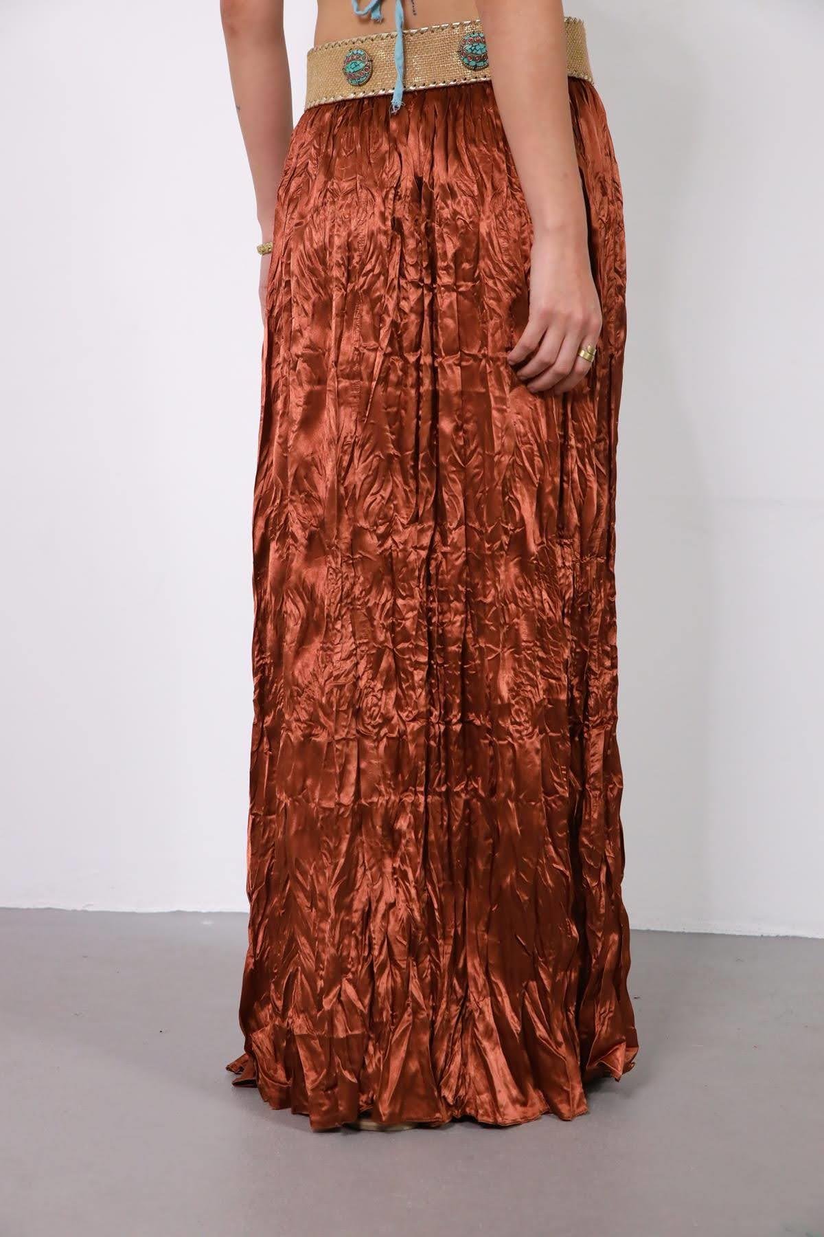  Bakır Rengi Beli Yarım Lastikli Crash Etek