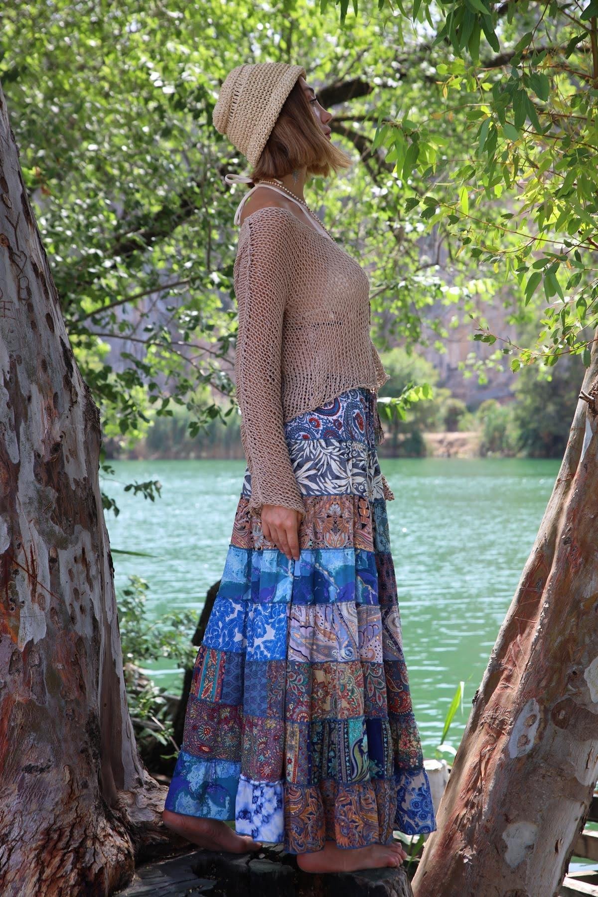  Sütlü Kahve El Yapımı Örme Bluz