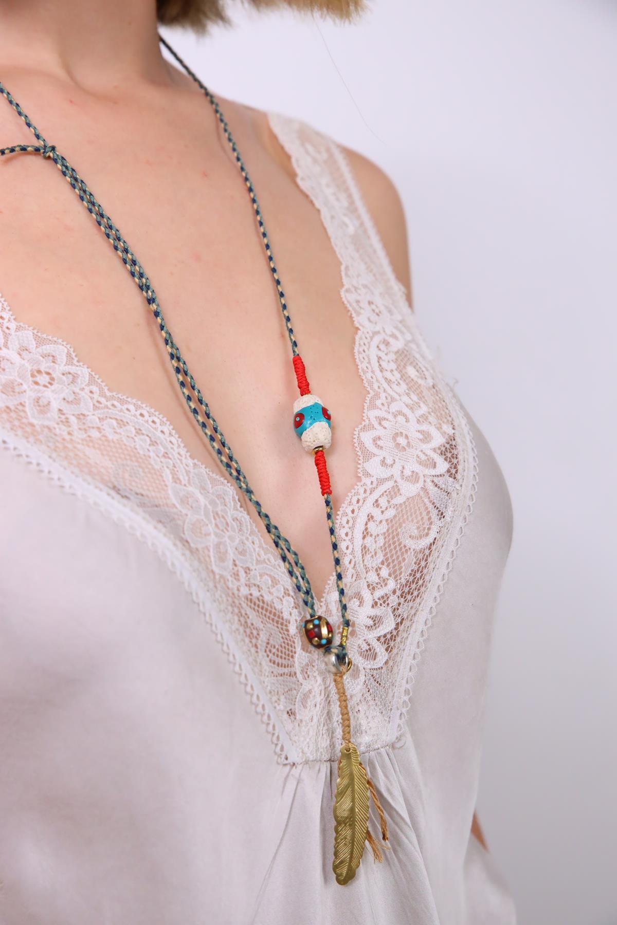 El Yapımı Uzun Tasarım Kolye - Şaman Butik El Yapımı Uzun Tasarım Kolye