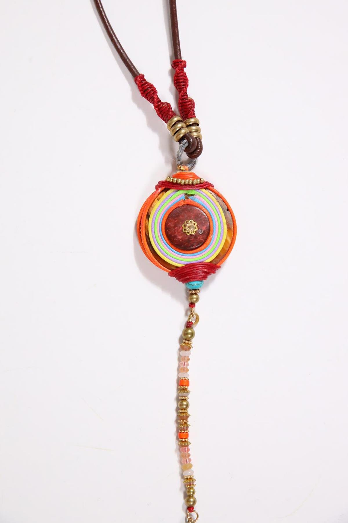  Püskül Detaylı Renli Tasarım Kolye