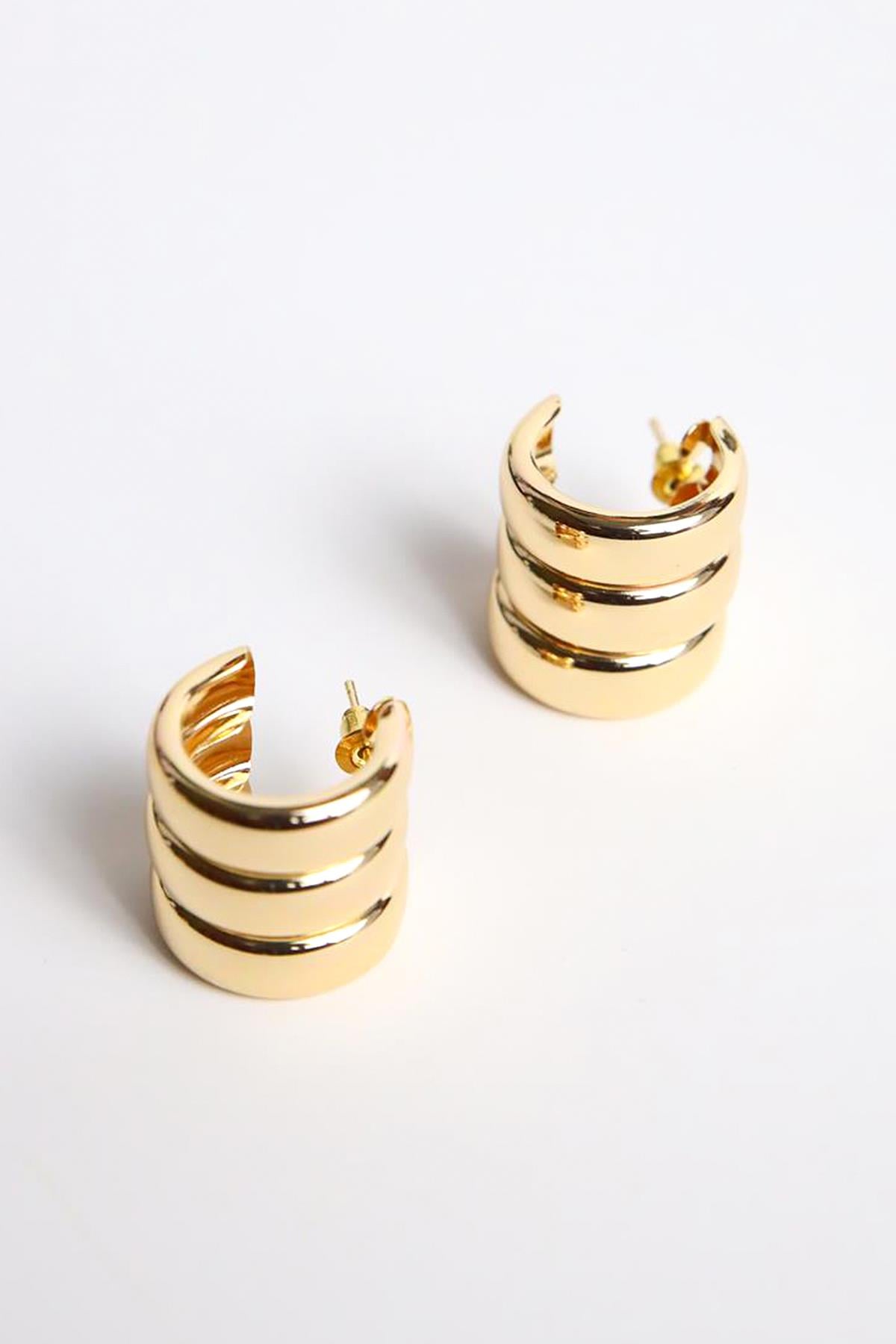 Kıvrımlı Tasarım Pirinç Küpe - Şaman Butik Kıvrımlı Tasarım Pirinç Küpe