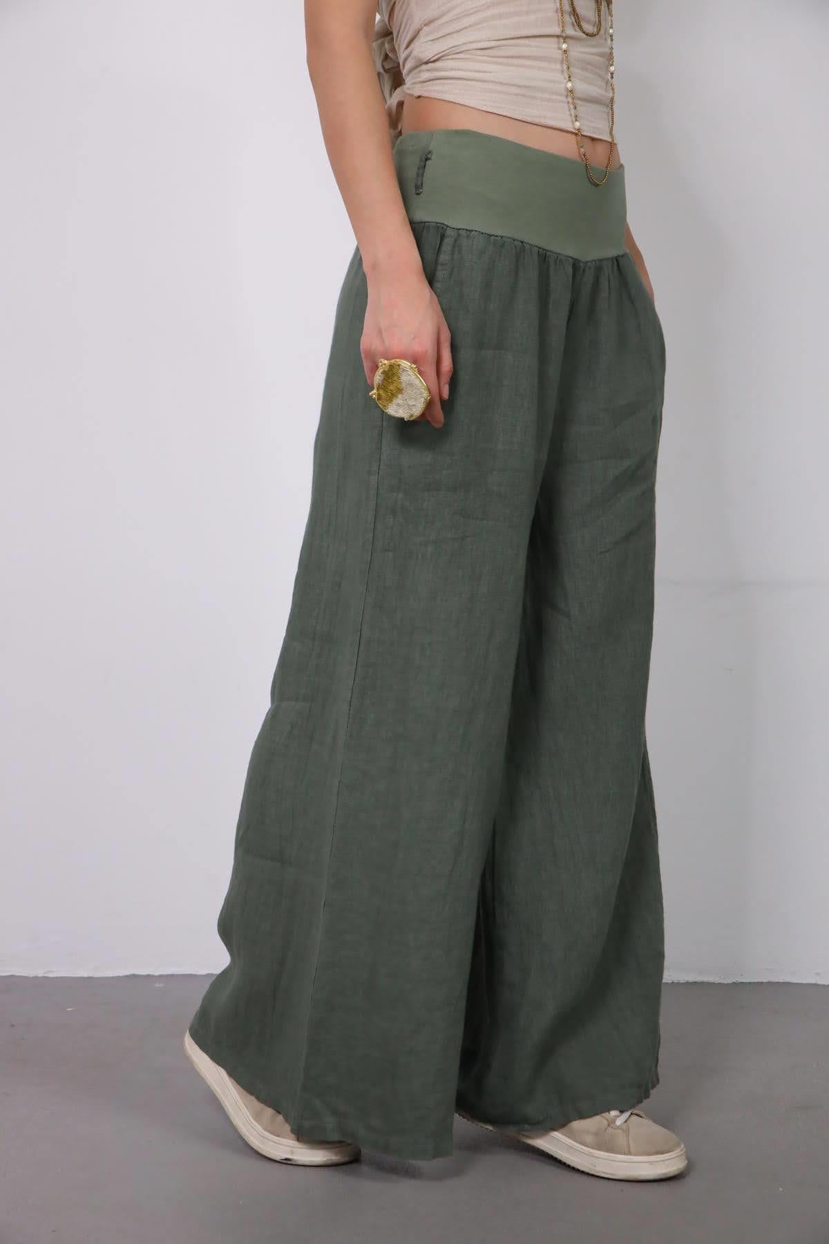 Haki Asena Pantolon - Şaman Butik - Bohem Giyim ve Aksesuar | Kadın & Erkek Haki Asena Pantolon