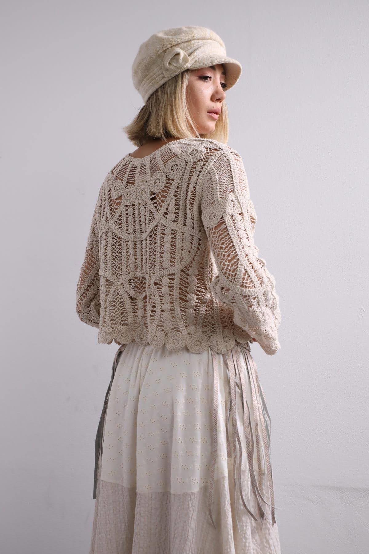 Krem Rengi Dantelli Bluz - Şaman Butik Krem Rengi Dantelli Bluz