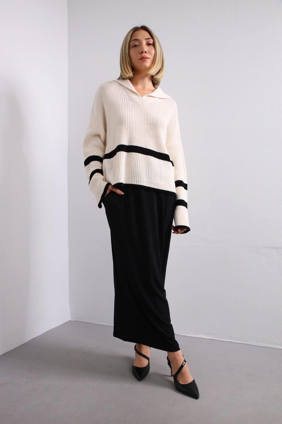  Siyah Önü Kruvaze Şalvar