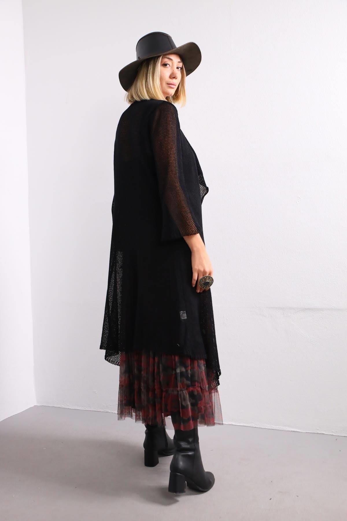  Siyah Uzun Merserize Hırka