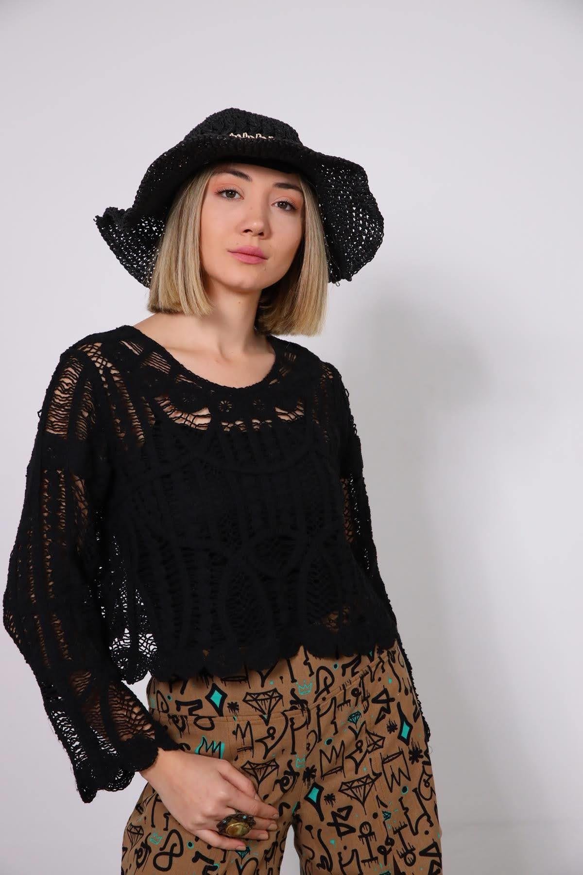 Black Lace Blouse - Saman Butik | Shop Online Black Lace Blouse