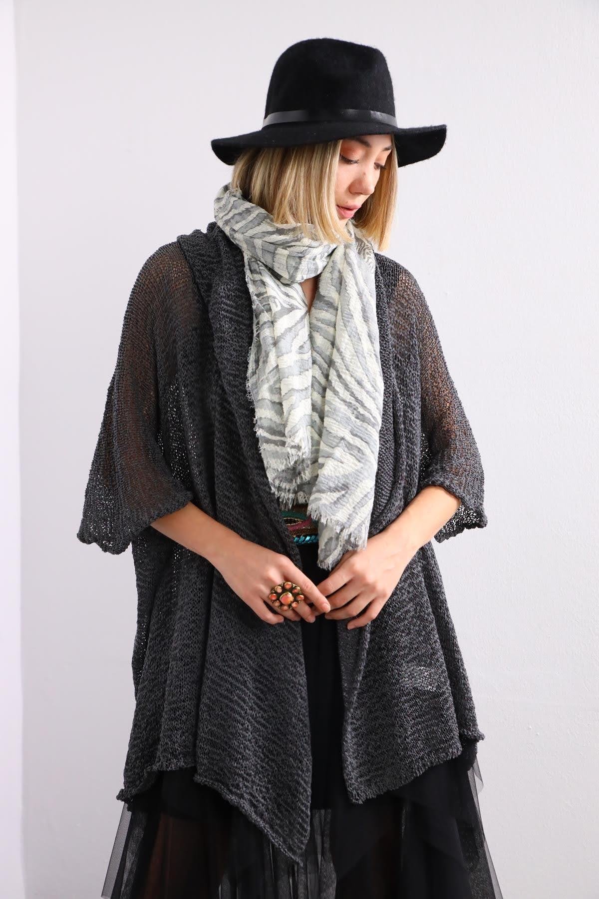  Antrasit Kapüşonlu Merserize Hırka