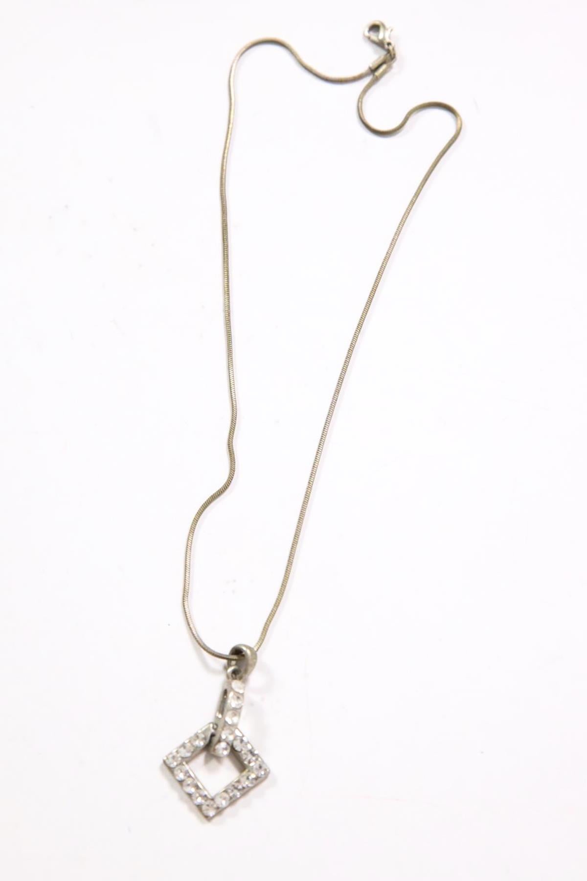 Dörtgen Detaylı Kristal Kolye - Şaman Butik Dörtgen Detaylı Kristal Kolye