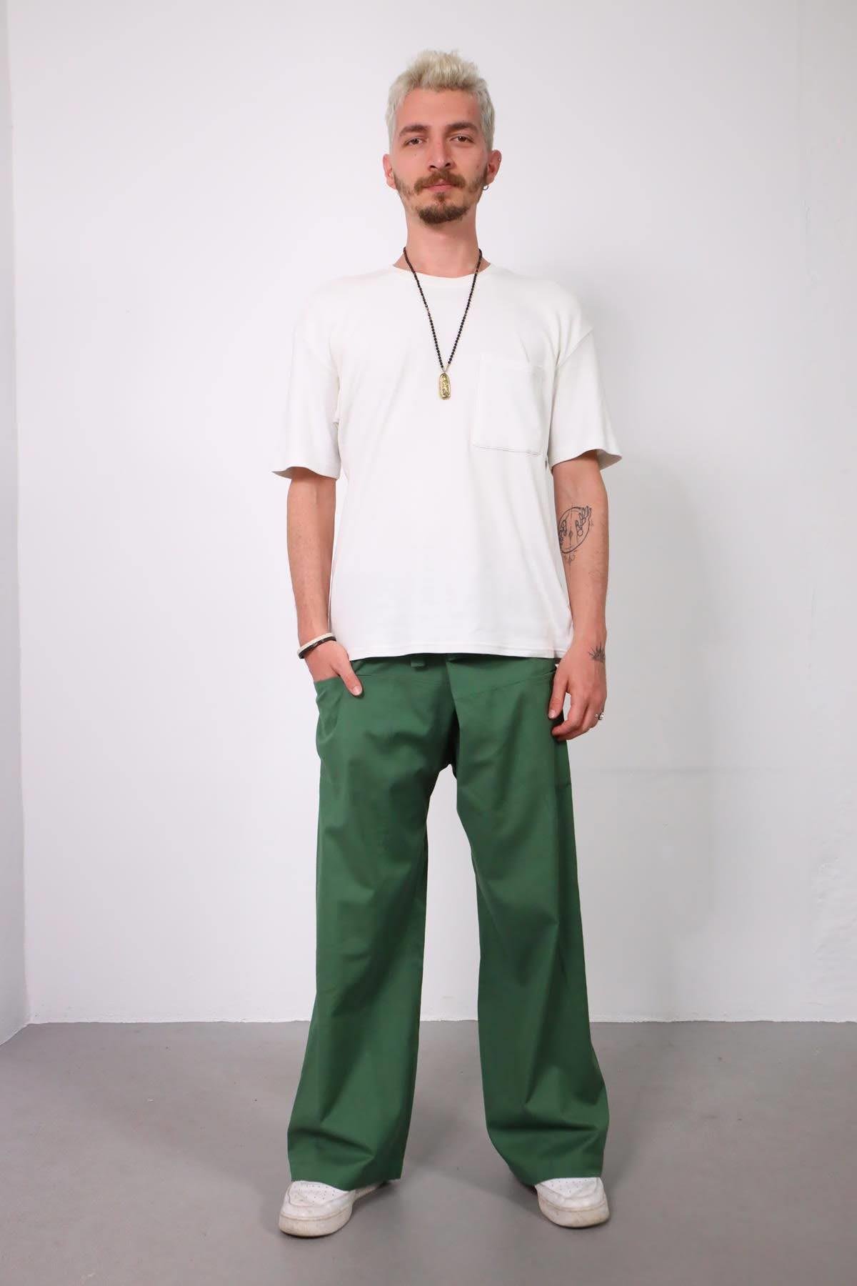  Yeşil Rahat Kesim Balıkçı Pantolon